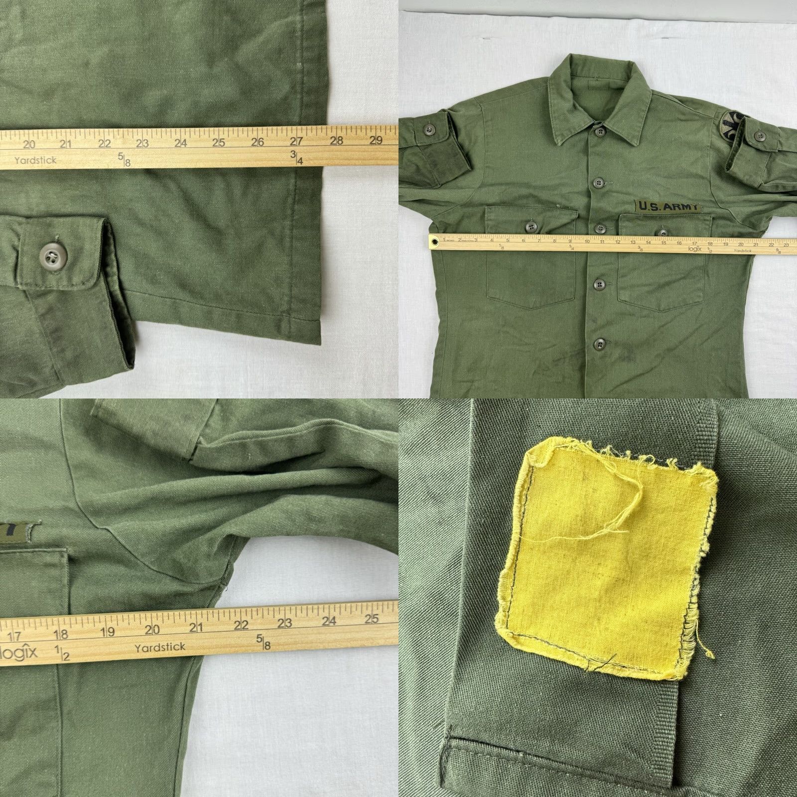 Vintage VINTAGE Army Shirt Adult M Green 1960s Button-Up US Army Military 60s Shirt Mens Regular Long Sleeve Collared Button Up Green Army Shirt Size US M / EU 48-50 / 2 - 8 Thumbnail