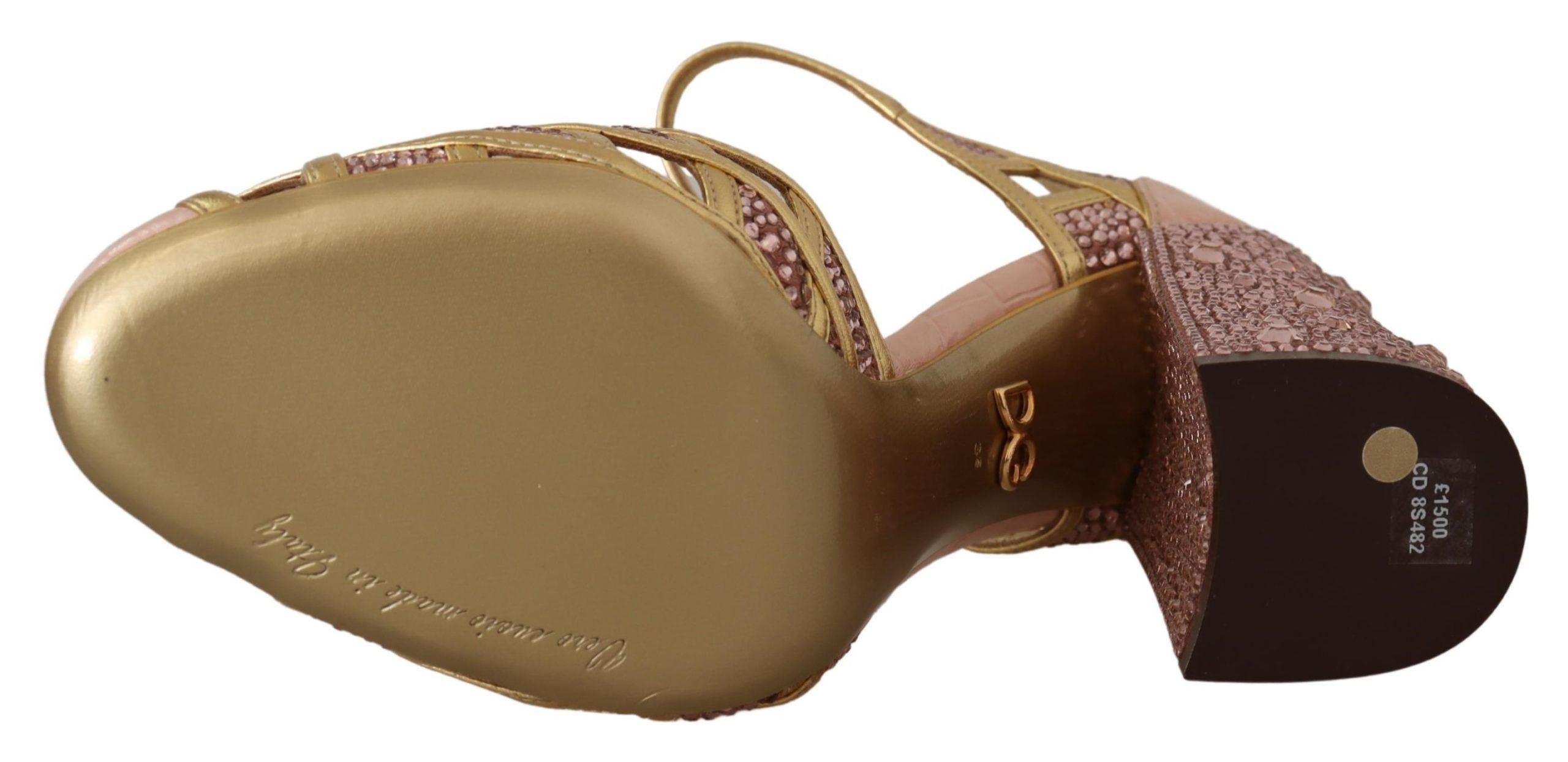 Dolce & Gabbana Dolce & Gabbana Silk-Infused Leather Crystal Pumps in Gold Size US 5.5 / IT 35.5 - 1 Thumbnail