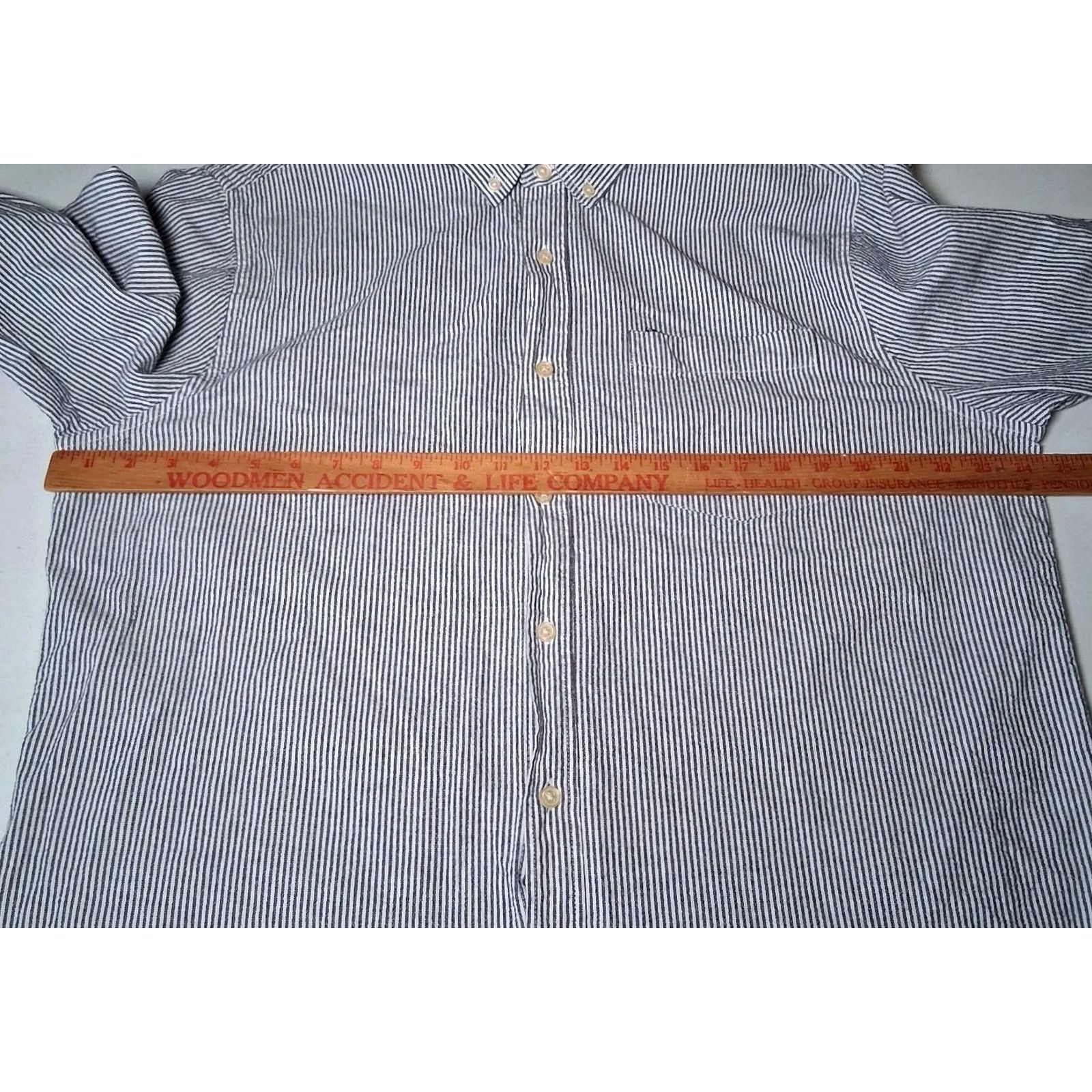 Basic Editions VINTAGE Basic Editions Hickory Stripe Shirt Men XL Button-Down Black Long Sleeve Size US XL / EU 56 / 4 - 6 Thumbnail