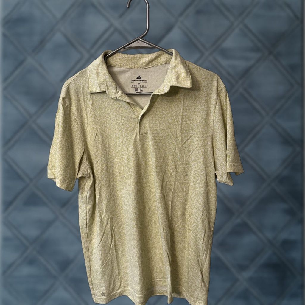 Adidas Adidas Polo Shirt Mens M Yellow Parley Ocean Plastic Cracked Lava Sample Short Sleeve Collared Shirt Size US M / EU 48-50 / 2 - 1 Thumbnail