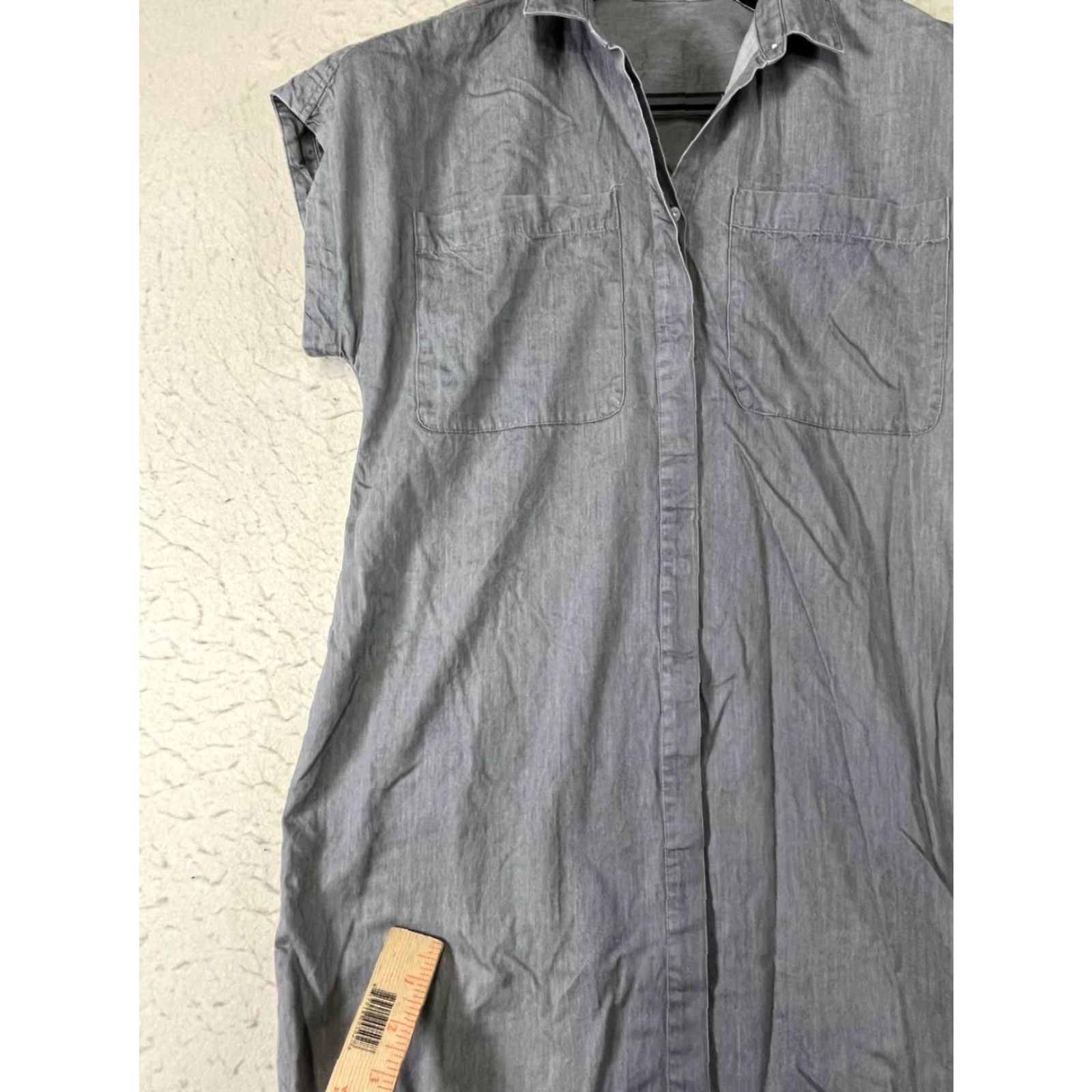 Everlane Everlane Shirt Dress Gray Women's Size S Button Up 100% Cotton/Viscose Pockets Utility Midi Dress Short Sleeve Collared Button Vintage: No Size S / US 4 / IT 40 - 7 Thumbnail