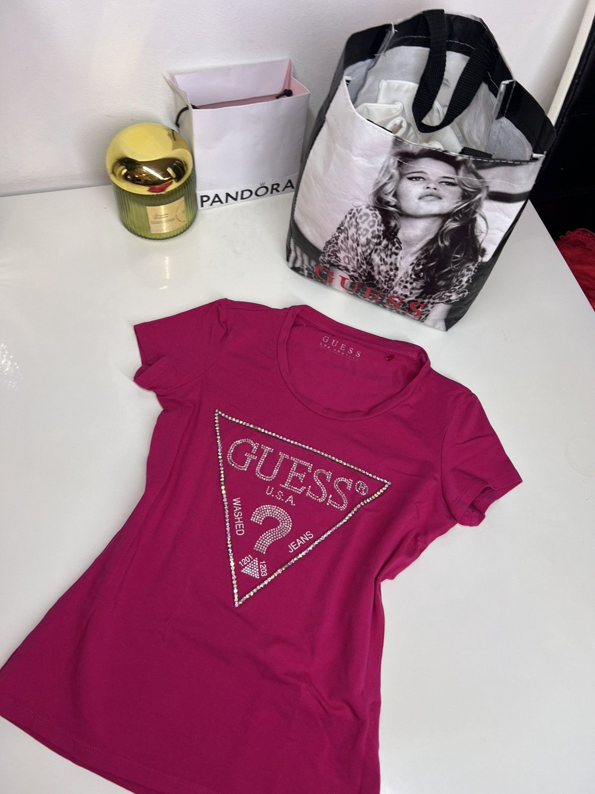 Guess Rózowa koszulka na ramiaczkach GUESS Size XS / US 0-2 / IT 36-38 - 7 Thumbnail