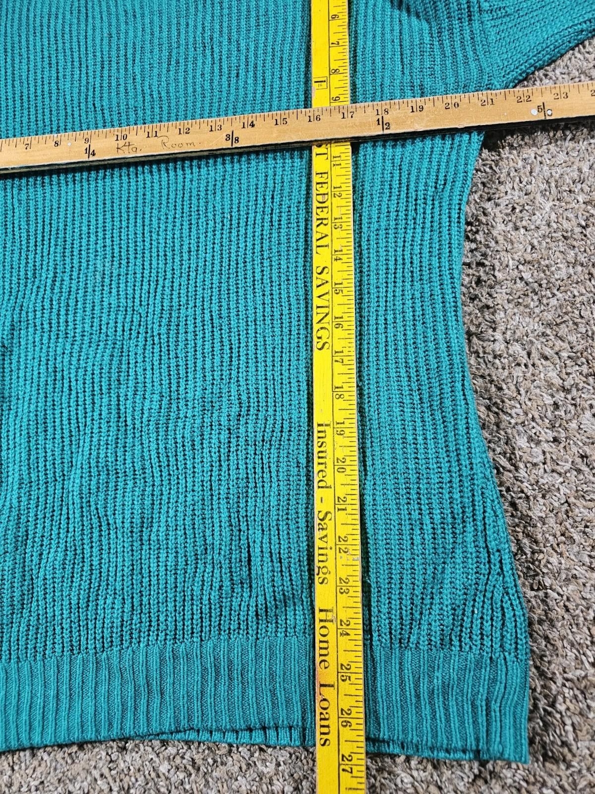The Unbranded Brand Turquoise Green No Brand No Size Cable Knit Sweater Size M / US 6-8 / IT 42-44 - 3 Thumbnail