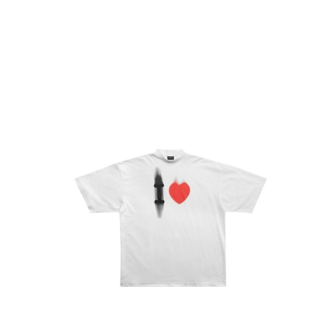 Balenciaga o1mt1gz0225 I Love T-Shirt Large Fit in White Size L / US 10 / IT 46 - 1 Thumbnail