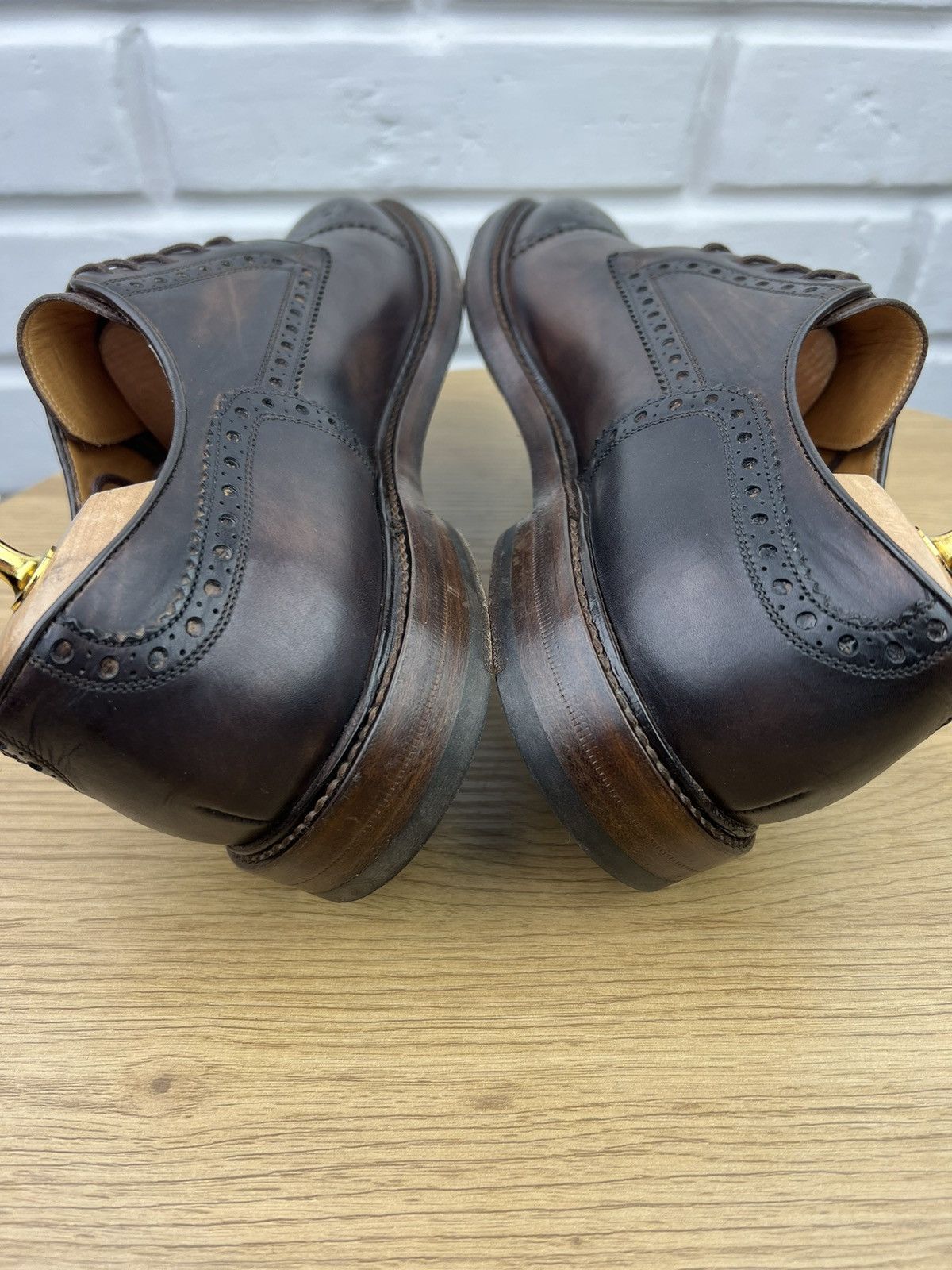 Gucci GUCCI Derby Brogues Leather Shoes Wingtip Brown Men’s Size US 10 / EU 43 - 10 Thumbnail