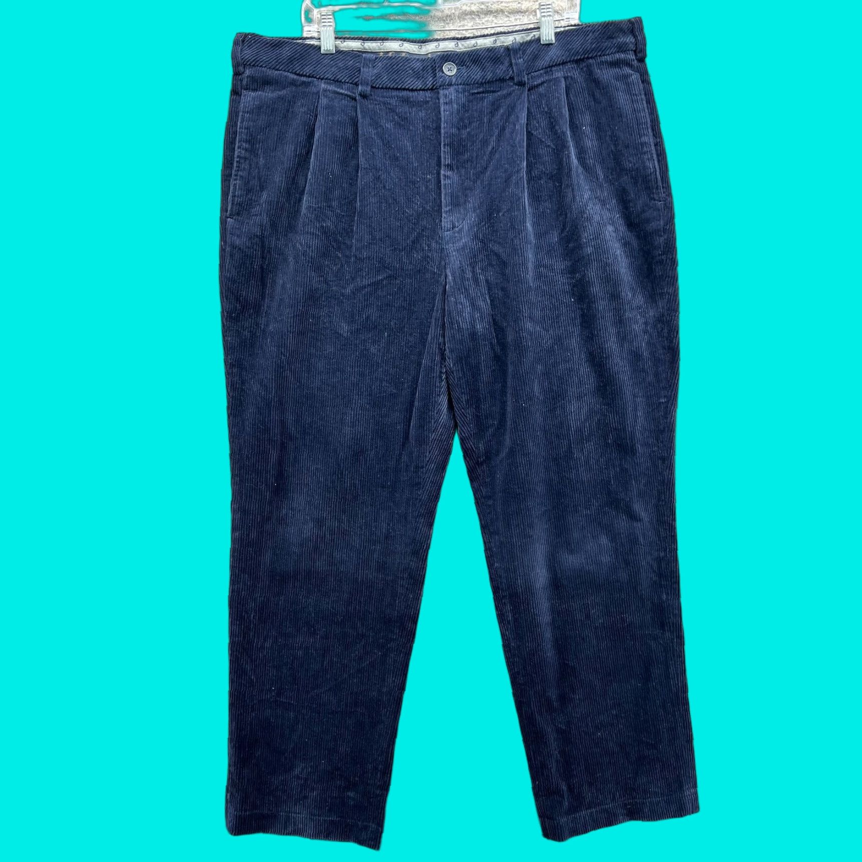 Brooks Brothers Brooks Brothers Elliot Fit Pants Men 40x30 Navy Corduroy Cotton Stretch Pleated Regular Straight Size US 40 / EU 56 - 1 Thumbnail
