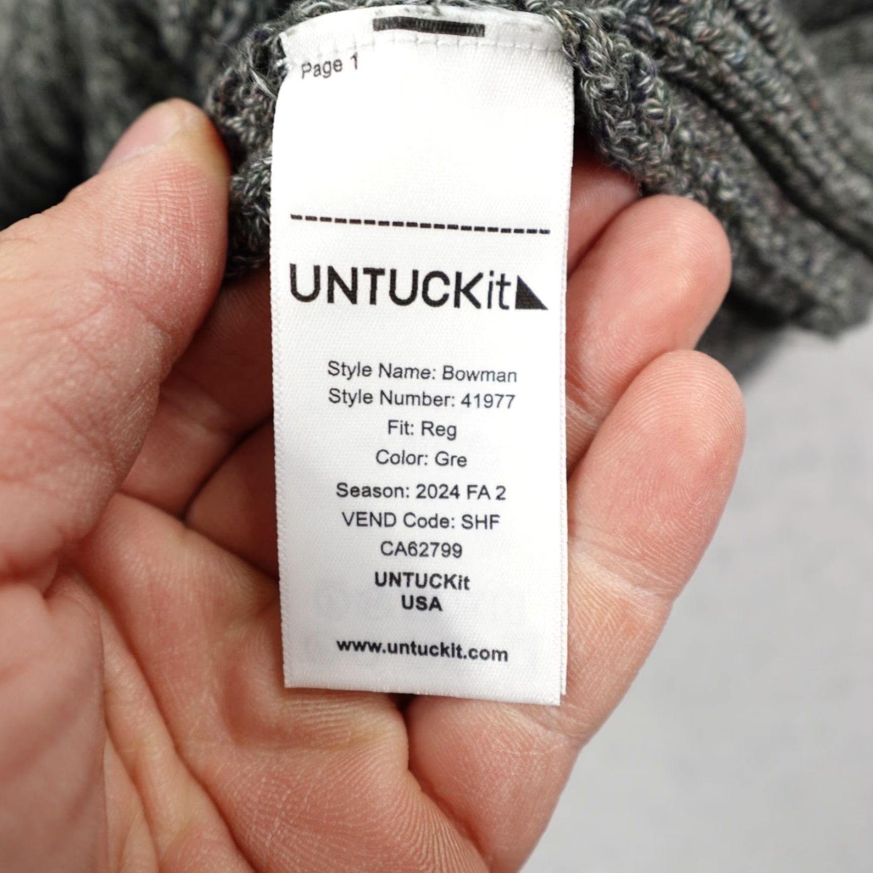 UNTUCKit UNTUCKit Gray Henley Sweater Mens Large Mock Neck Pullover Elbow Patch Size US L / EU 52-54 / 3 - 4 Thumbnail