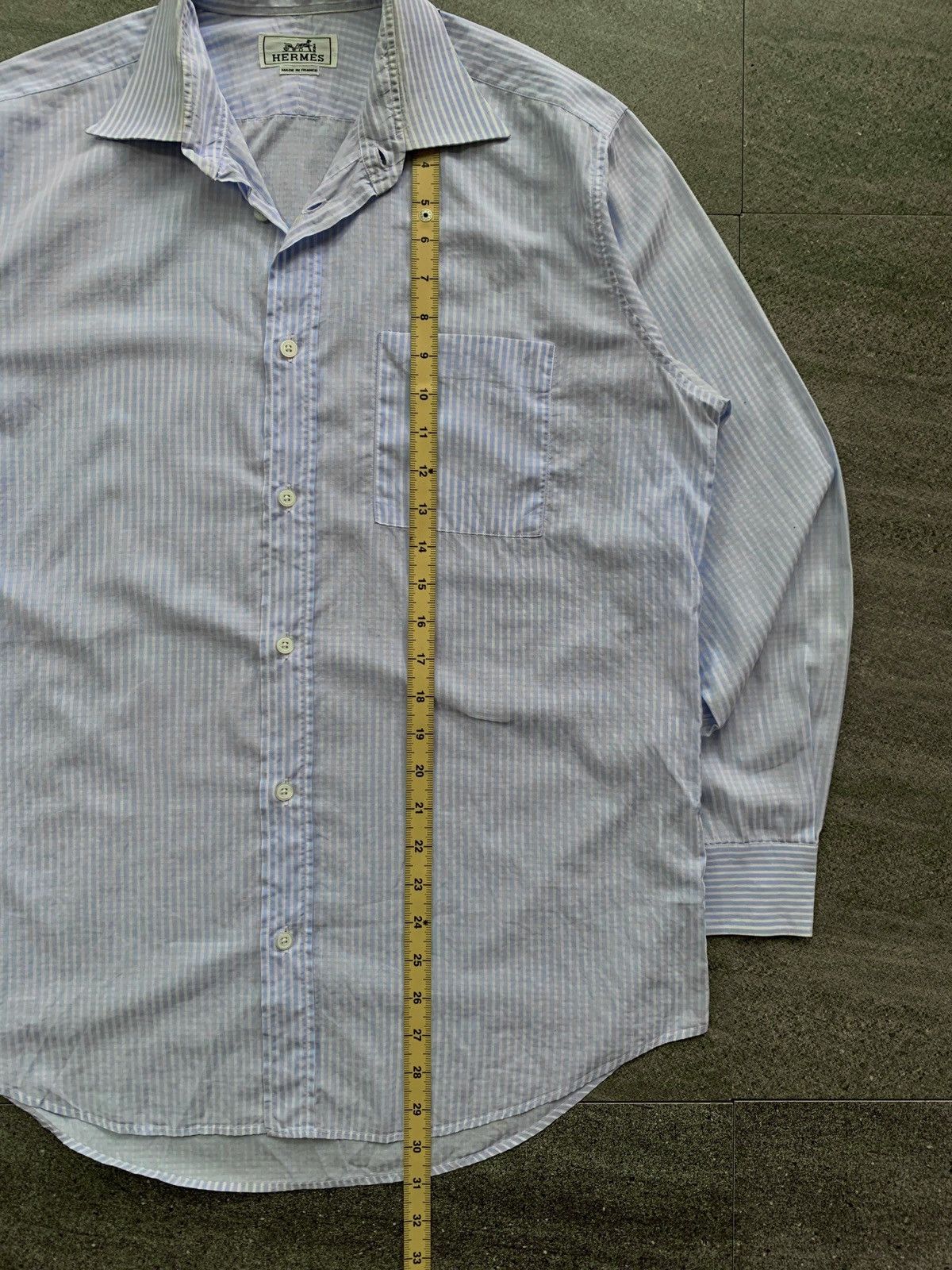 Hermes FREE TAX! 2000s Striped Light Cotton Shirt Size US L / EU 52-54 / 3 - 10 Thumbnail