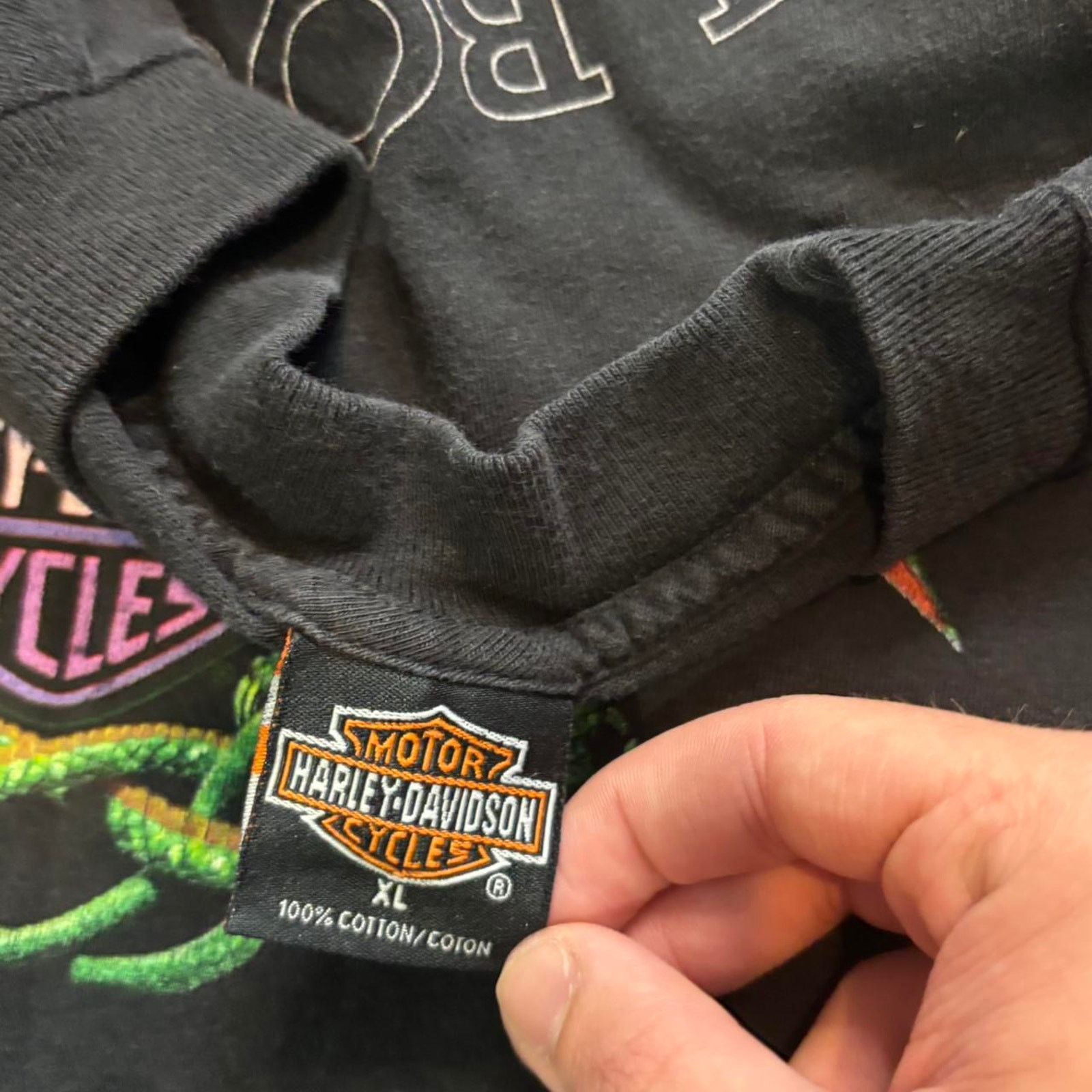 Vintage Vintage 90s Harley Davidson Dragon T Shirt. Black & Purple Size US XL / EU 56 / 4 - 4 Thumbnail