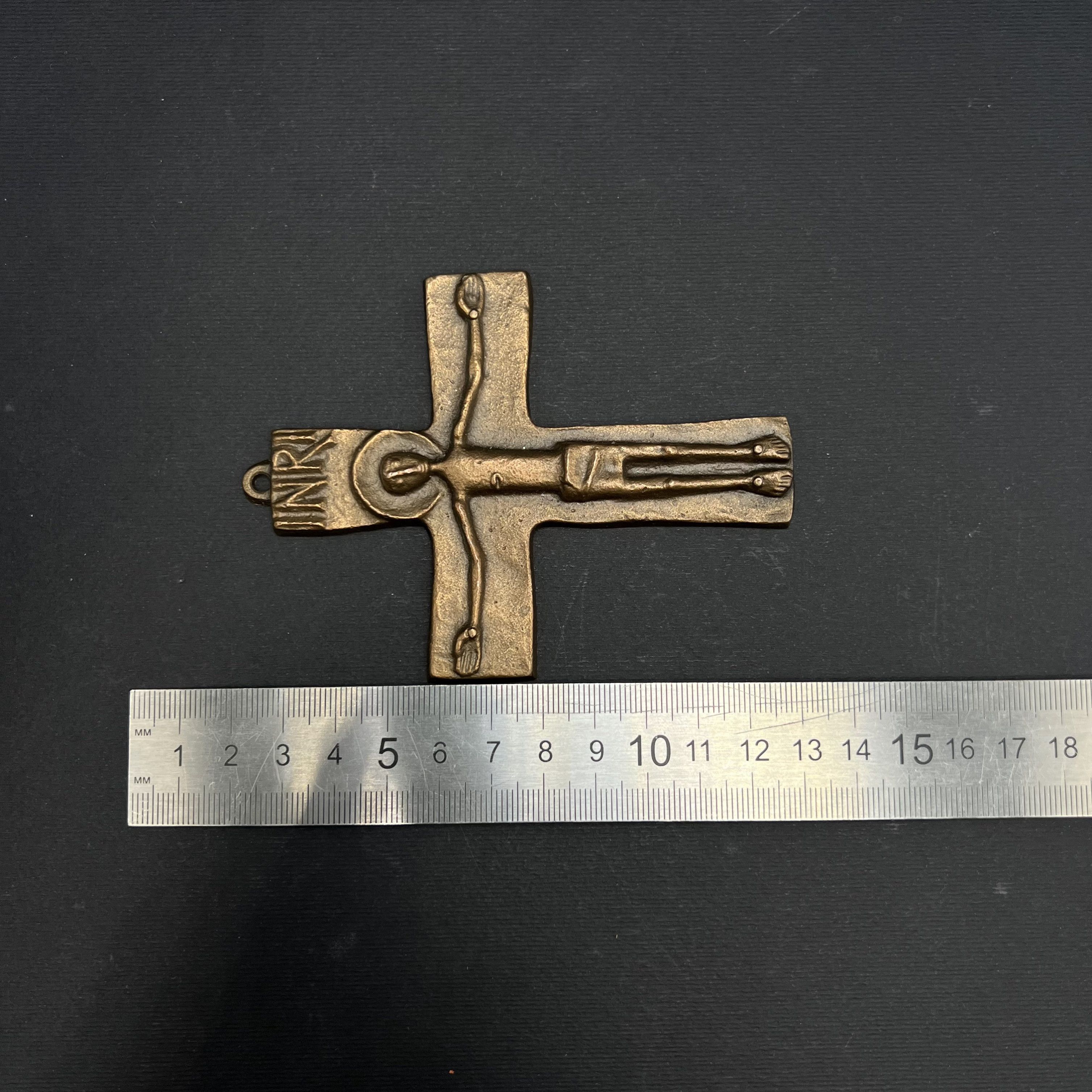 Vintage Vintage 1970s Bronze Wall Crucifix INRI – West Germany Size ONE SIZE - 5 Thumbnail