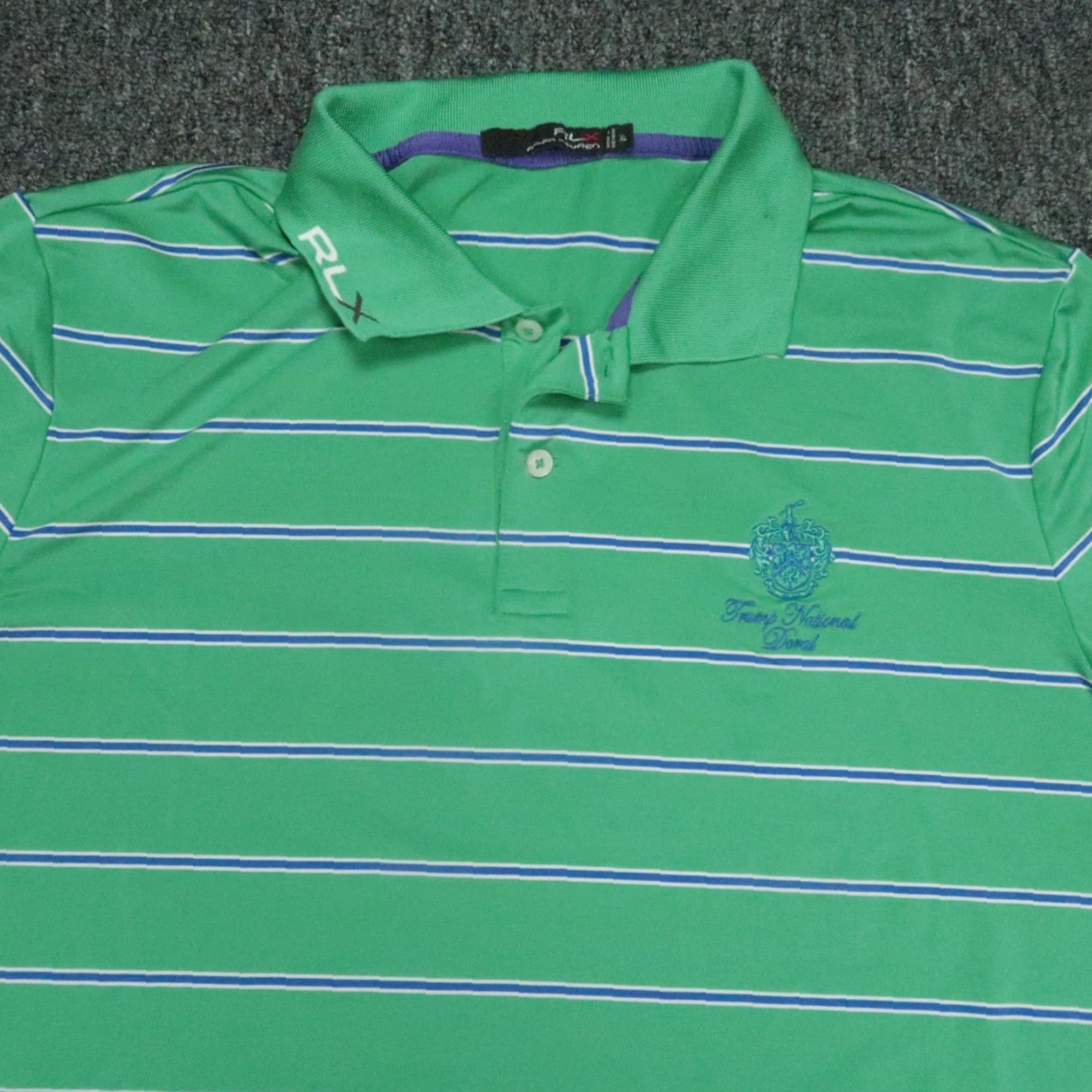 RLX Ralph Lauren RLX Ralph Lauren Shirt Men XL Green Striped Polo Short Sleeve Collared Golf Performance XL Size US XL / EU 56 / 4 - 2 Thumbnail