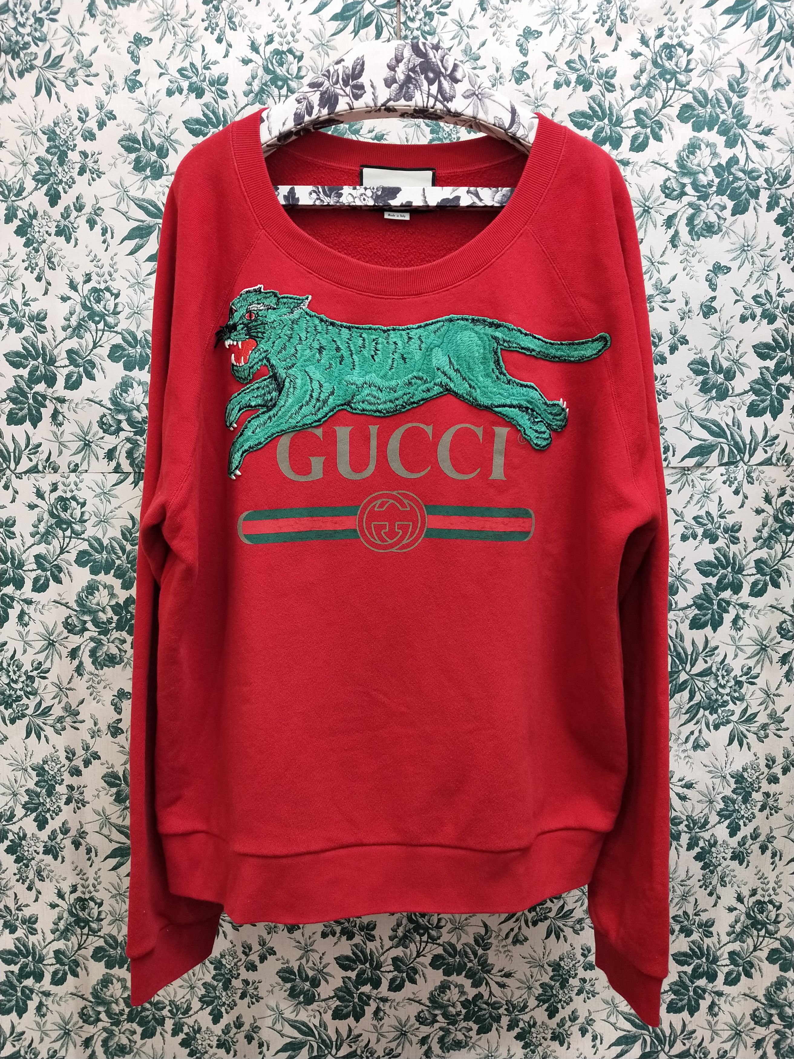 image of Gucci Panther Logo Sweatshirt in Red, Men's (Size XL)