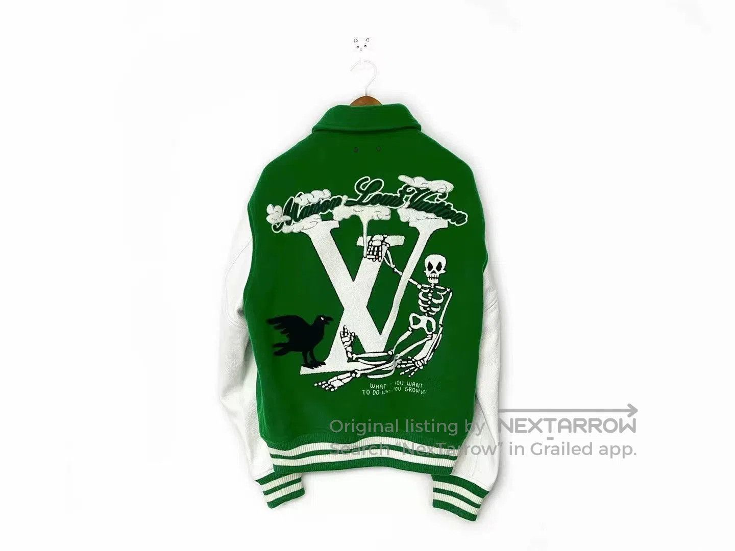 Louis Vuitton Louis Vuitton Green Leather Sleeve Baseball Jacket. Size US M / EU 48-50 / 2 - 2 Thumbnail