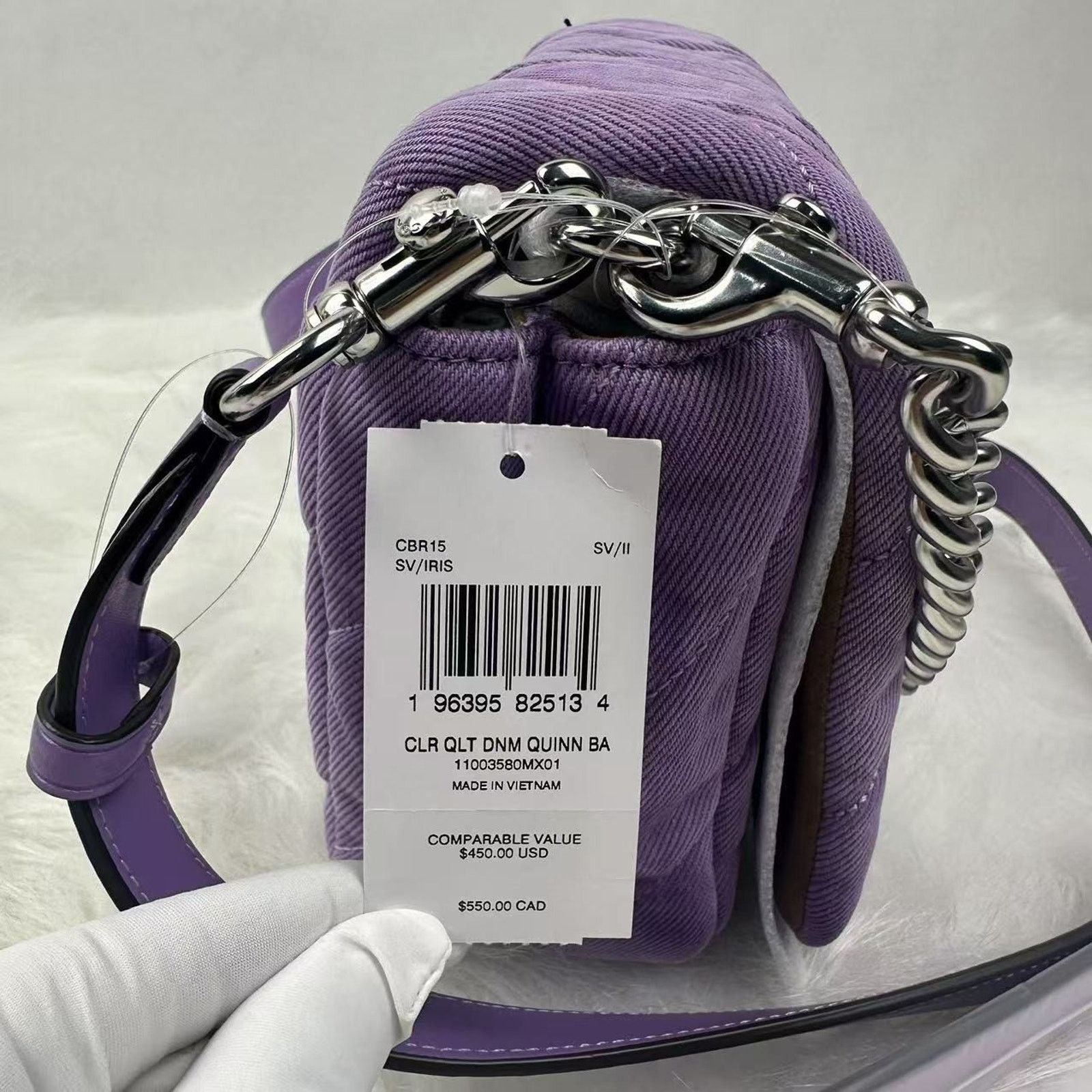 Coach Coach Quinn Shoulder/Crossbody Denim Leather/Silver/Iris NEW Size ONE SIZE - 5 Thumbnail