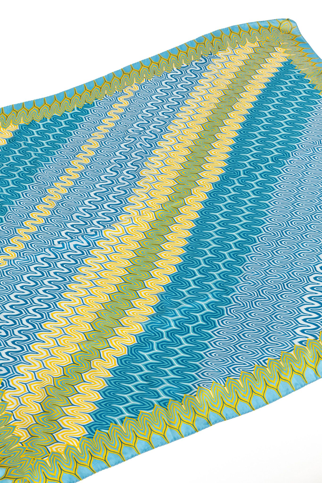 Missoni Missoni Blue & Yellow Geometric Silk Square Scarf Size ONE SIZE - 3 Thumbnail