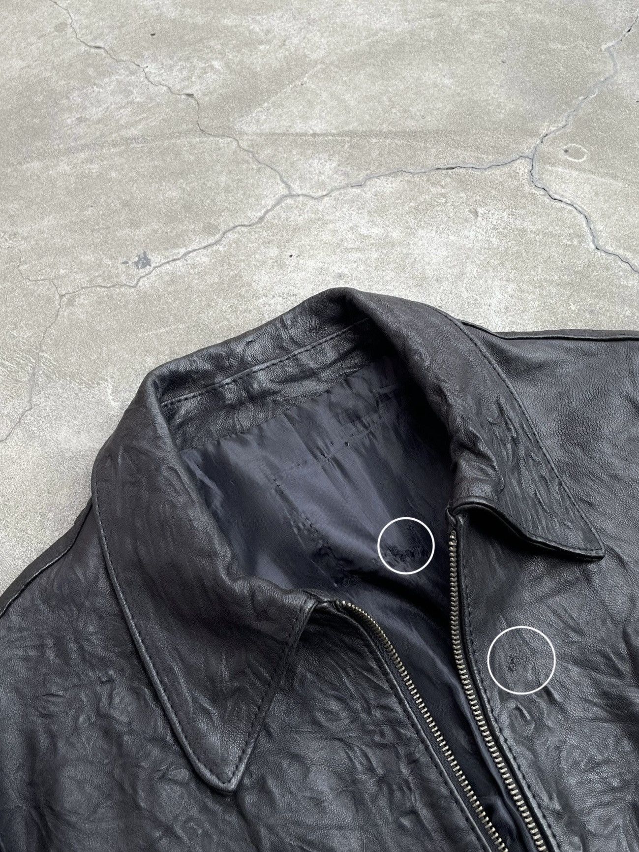 Genuine Leather Grasped Leather: Factured Zip-Jacket Size M / US 6-8 / IT 42-44 - 8 Thumbnail