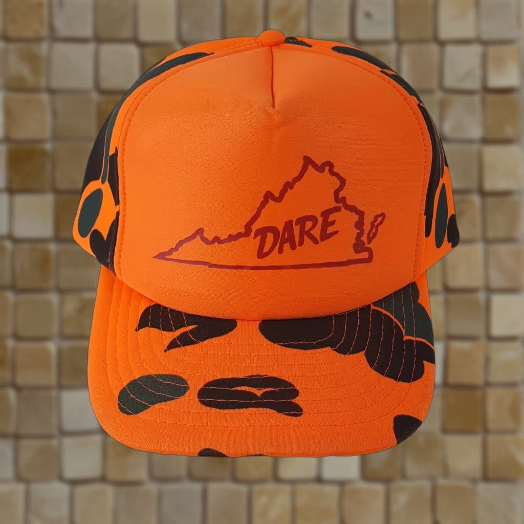 Vintage VINTAGE Dare Virginia Trucker Hat - Orange Camouflage Snapback Adjustable Cotton Baseball Cap - Men’s One Size - 90s 00s USA Outdoor Hunting Style Size ONE SIZE - 1 Thumbnail