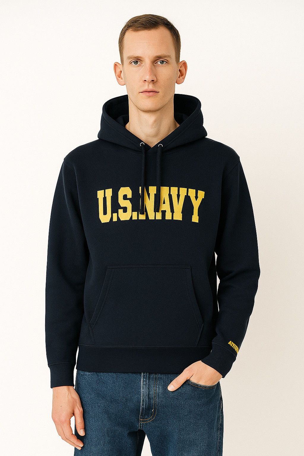 Avirex 2000s - Avirex PX U.S Navy Spellout Navy Fadded Hoodie Size US M / EU 48-50 / 2 - 2 Thumbnail