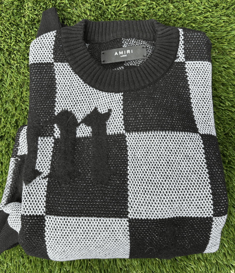 Amiri Amiri Logo Check Crew Mohair Cashmere Size US L / EU 52-54 / 3 - 5 Thumbnail