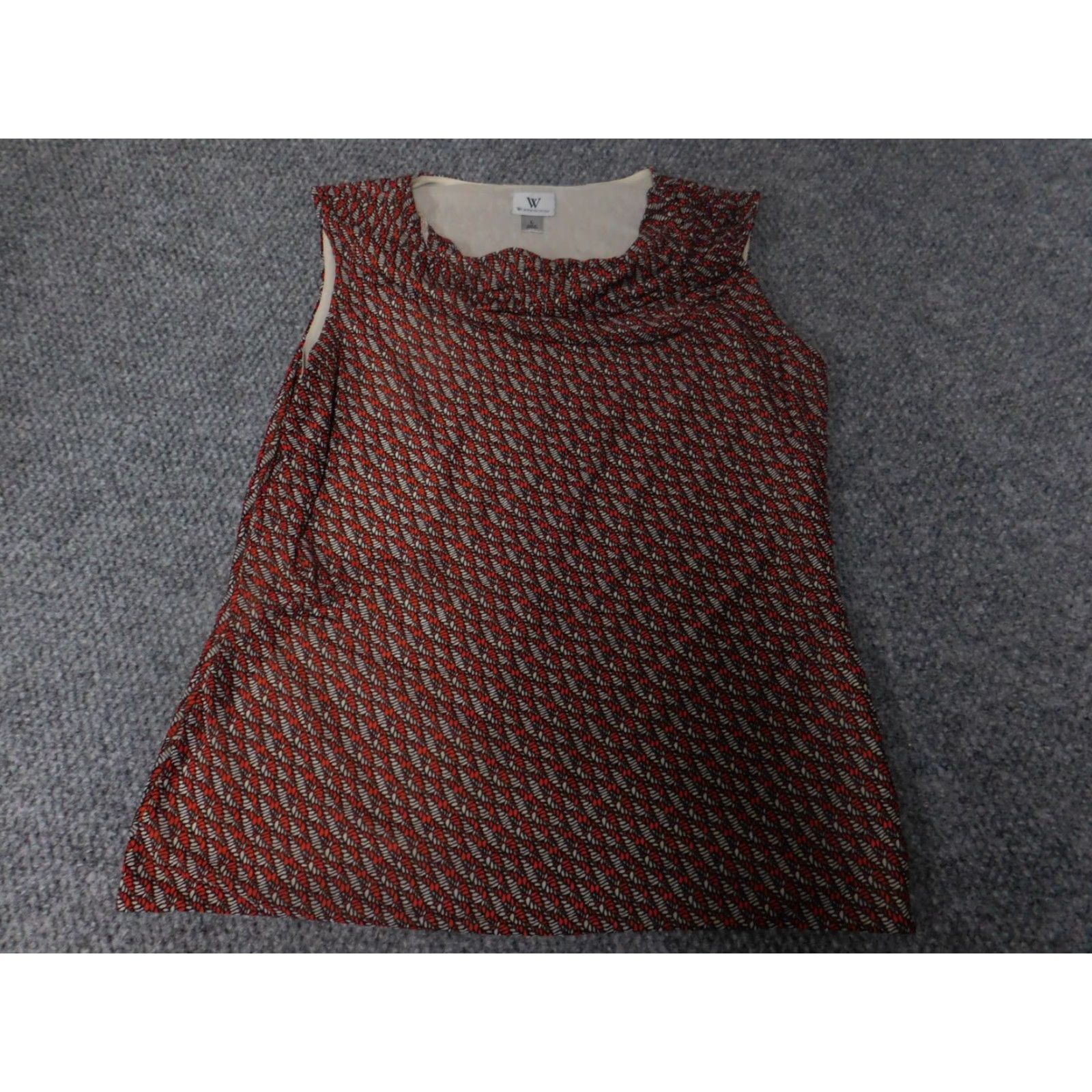 Worthington Worthington Womens Blouse L Red Solid Casual Sleeveless Collared Pullover Lightweight Cotton Rayon Button Designer Regular Blouse Womens Size L / US 10 / IT 46 - 2 Thumbnail