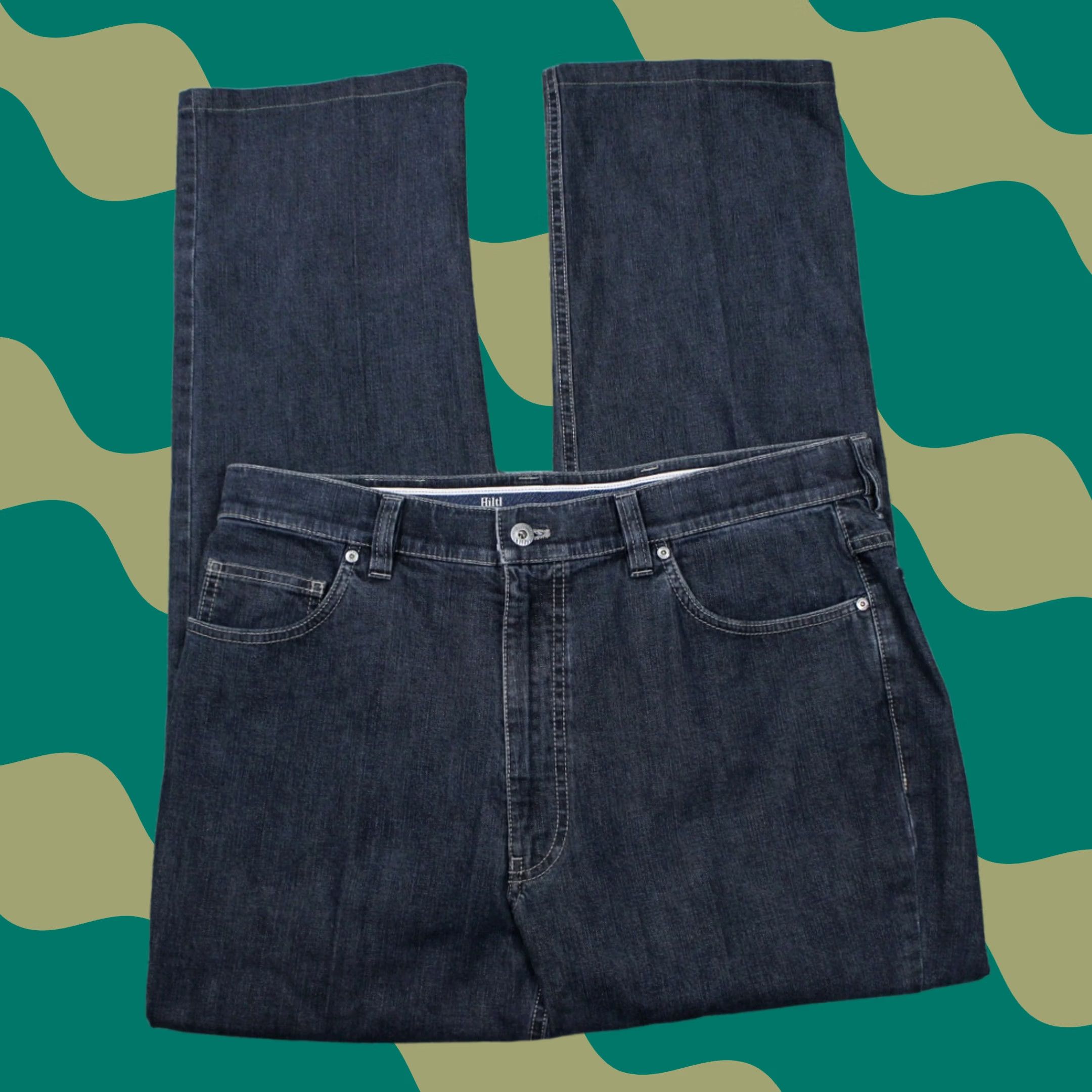 Denime Hiltl Jeans Mens 36 Straight 5-Pocket Denim Cotton Stretch Black 90s Theme 30in Inseam Mens Size US 36 / EU 52 - 1 Thumbnail