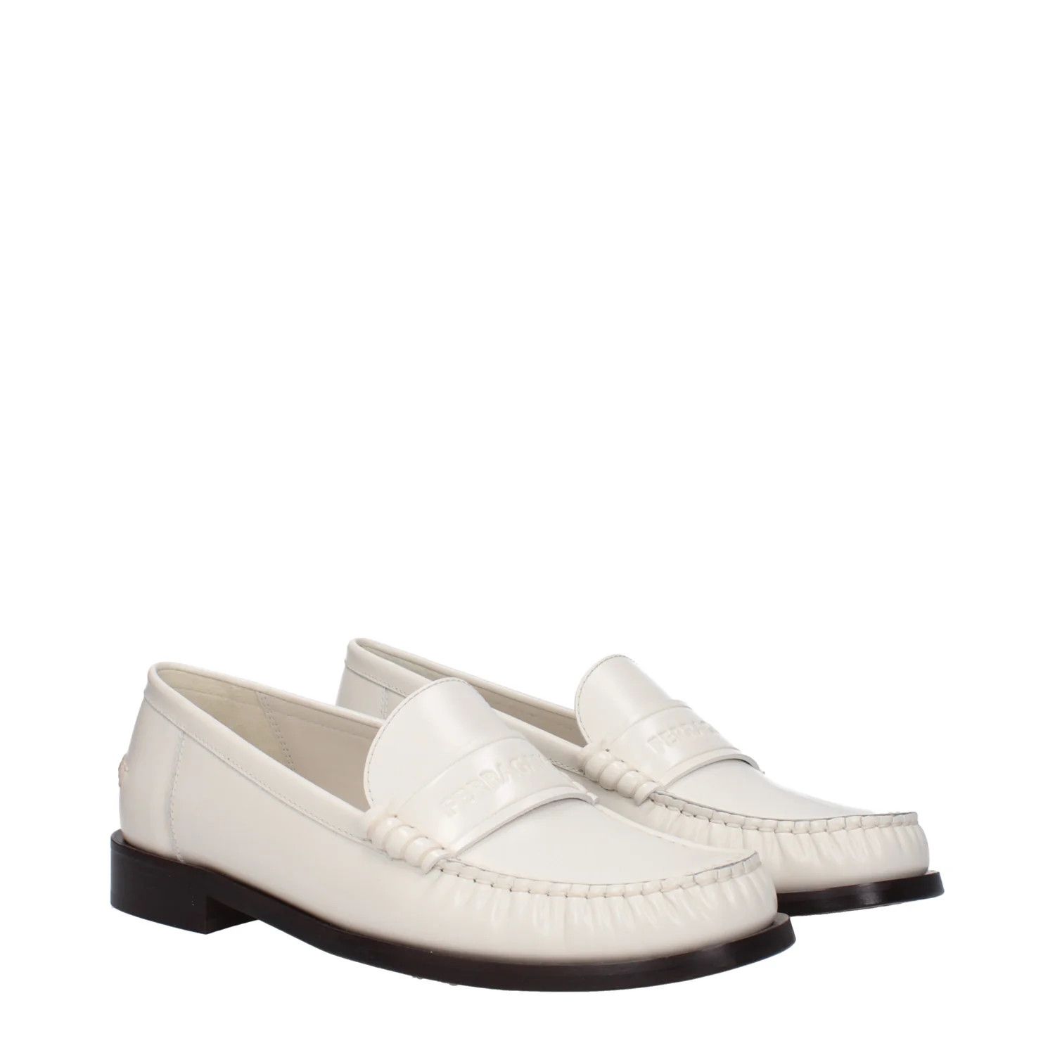 Salvatore Ferragamo ob1o1e1224 Leather Loafers in White Size US 8 / IT 38 - 2 Thumbnail
