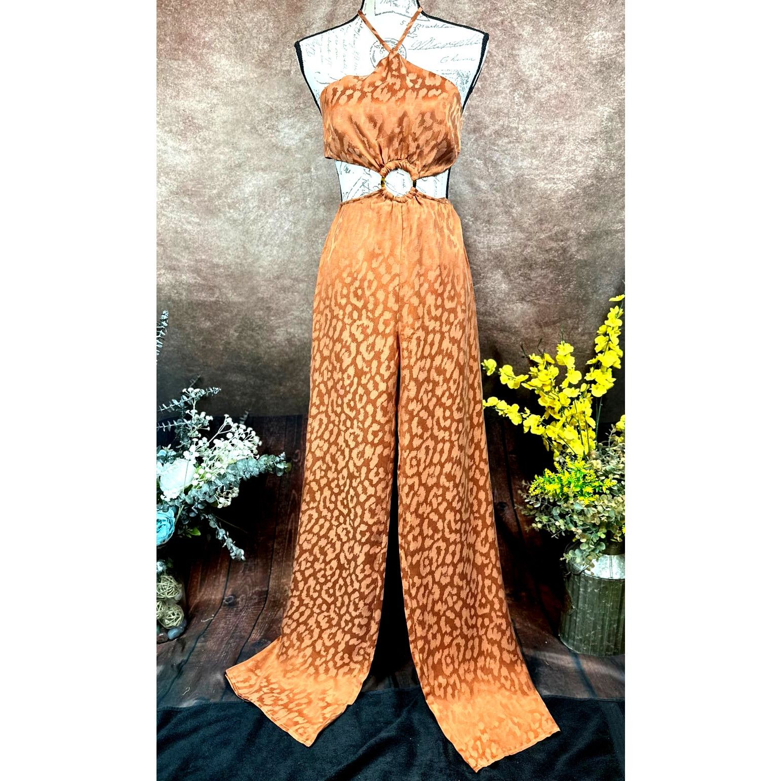 Other Rumer Animal Jumspuit - Rust Leopard- size XS Size 24" / US 00 / IT 34 - 8 Thumbnail