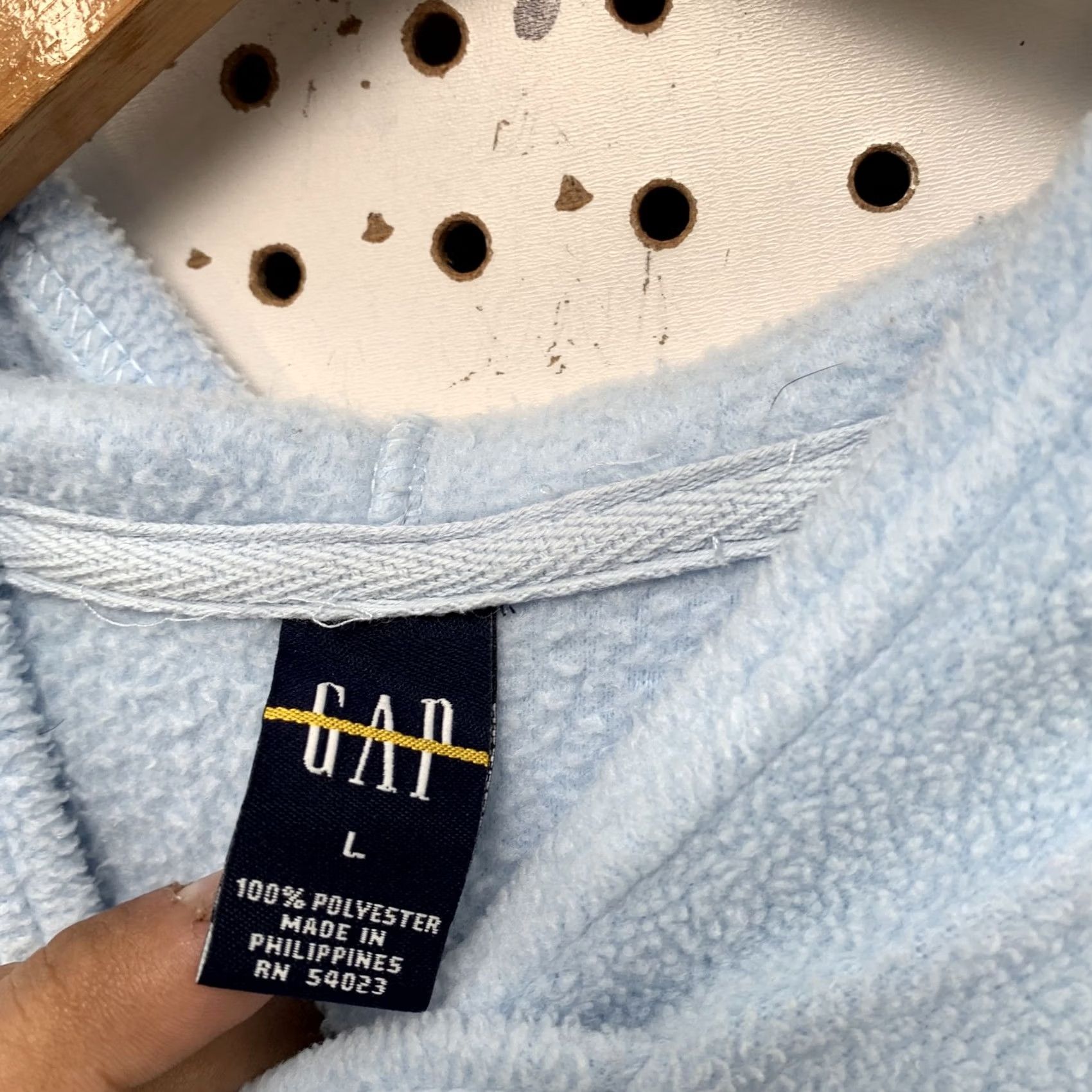 Gap VINTAGE Gap Hoodie Sweatshirt Women Large Fleece Light Blue Long Sleeve Pullover Size L / US 10 / IT 46 - 2 Thumbnail