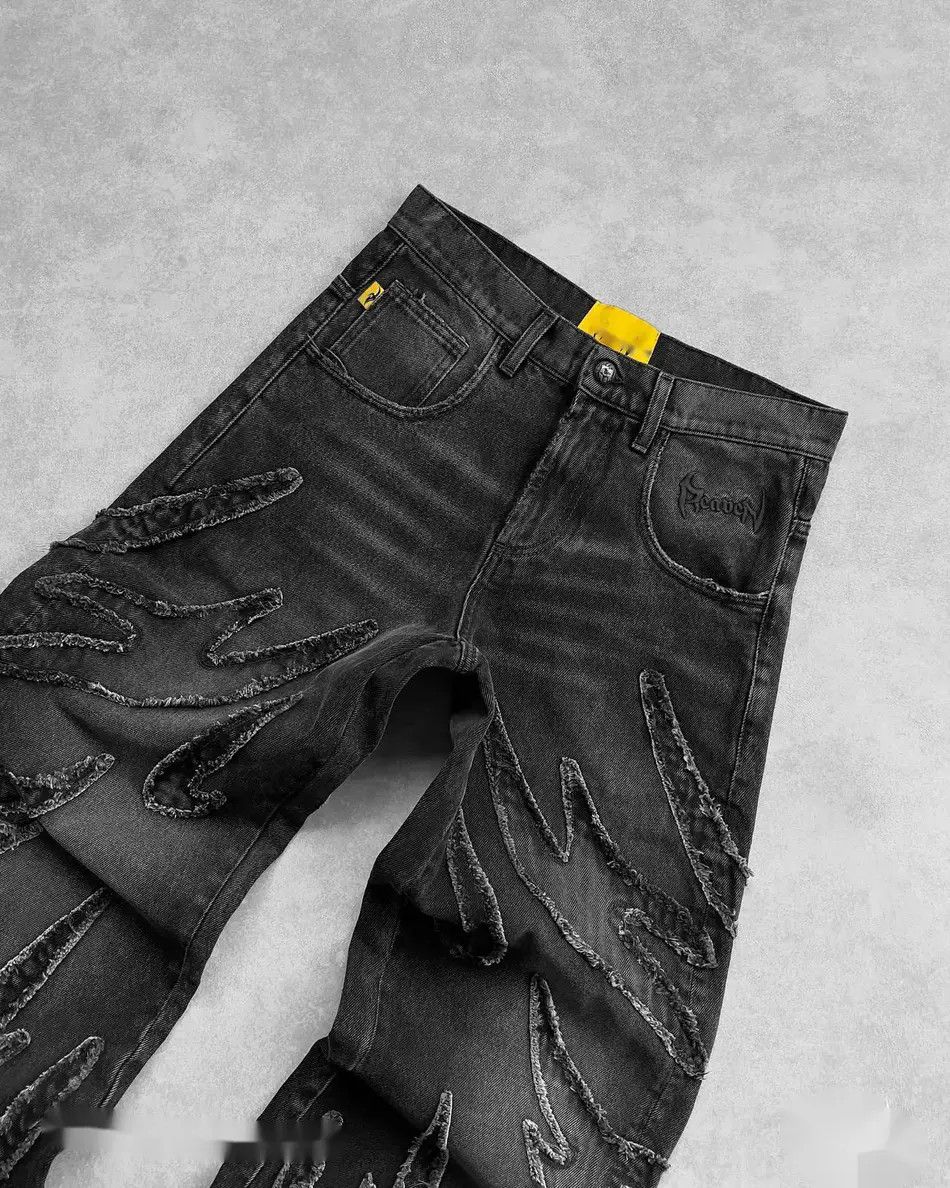 Japanese Brand Retro Black Baggy Jeans Size US 32 / EU 48 - 3 Thumbnail