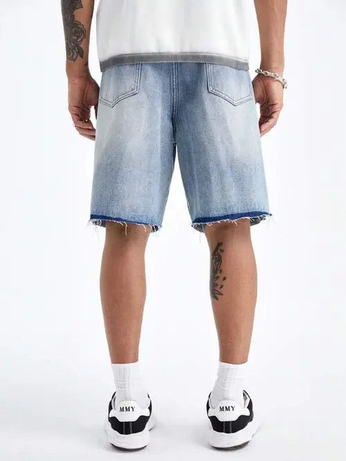 Jean Distressed Washed Y2k Shorts Jorts Denim Size US 33 - 4 Thumbnail