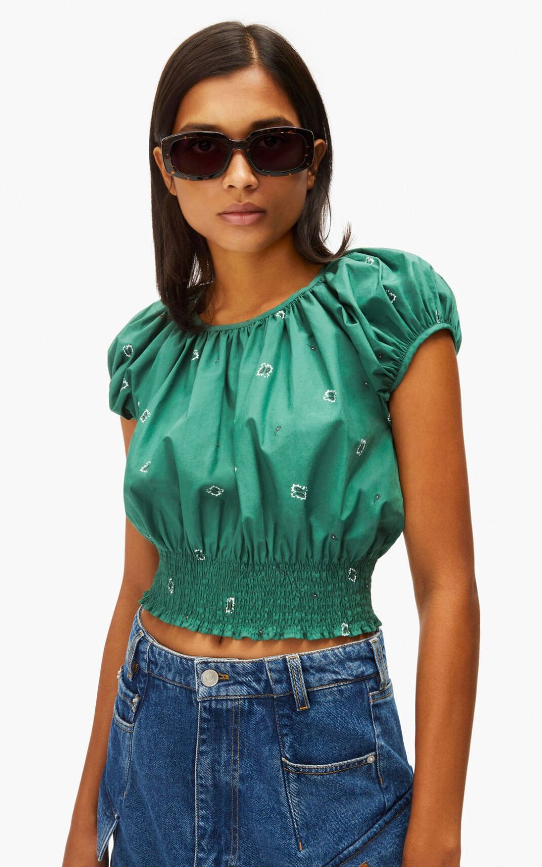 Kenzo o1y1025 Blouse in Green/White Size M / US 6-8 / IT 42-44 - 2 Thumbnail