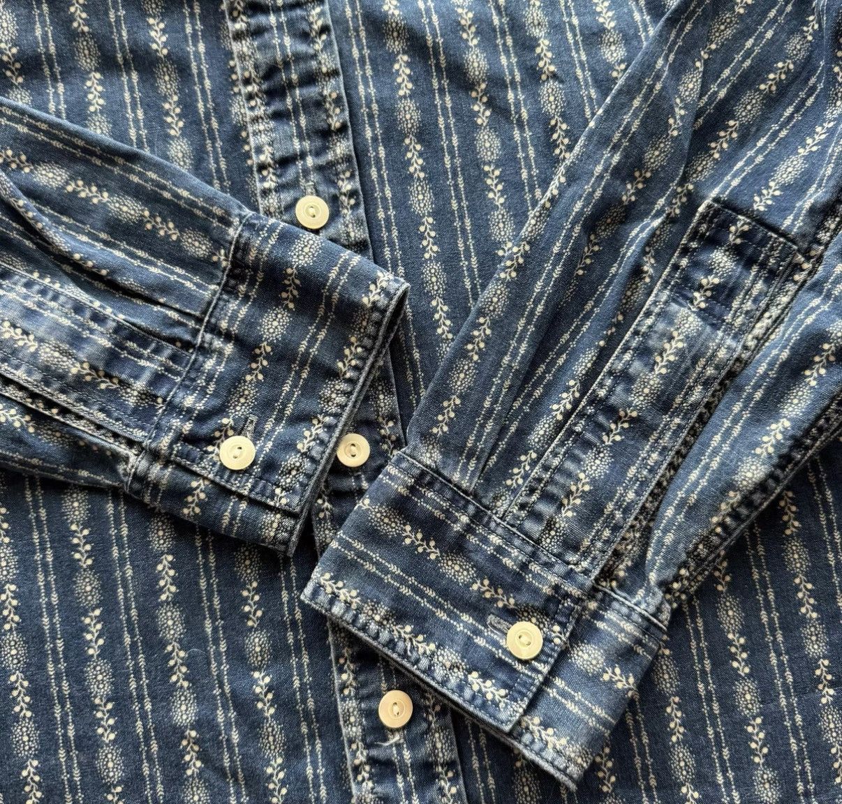 RRL Ralph Lauren RRL Ralph Lauren Double RL Indigo Snow Stripe Shirt K22 Size US S / EU 44-46 / 1 - 4 Thumbnail