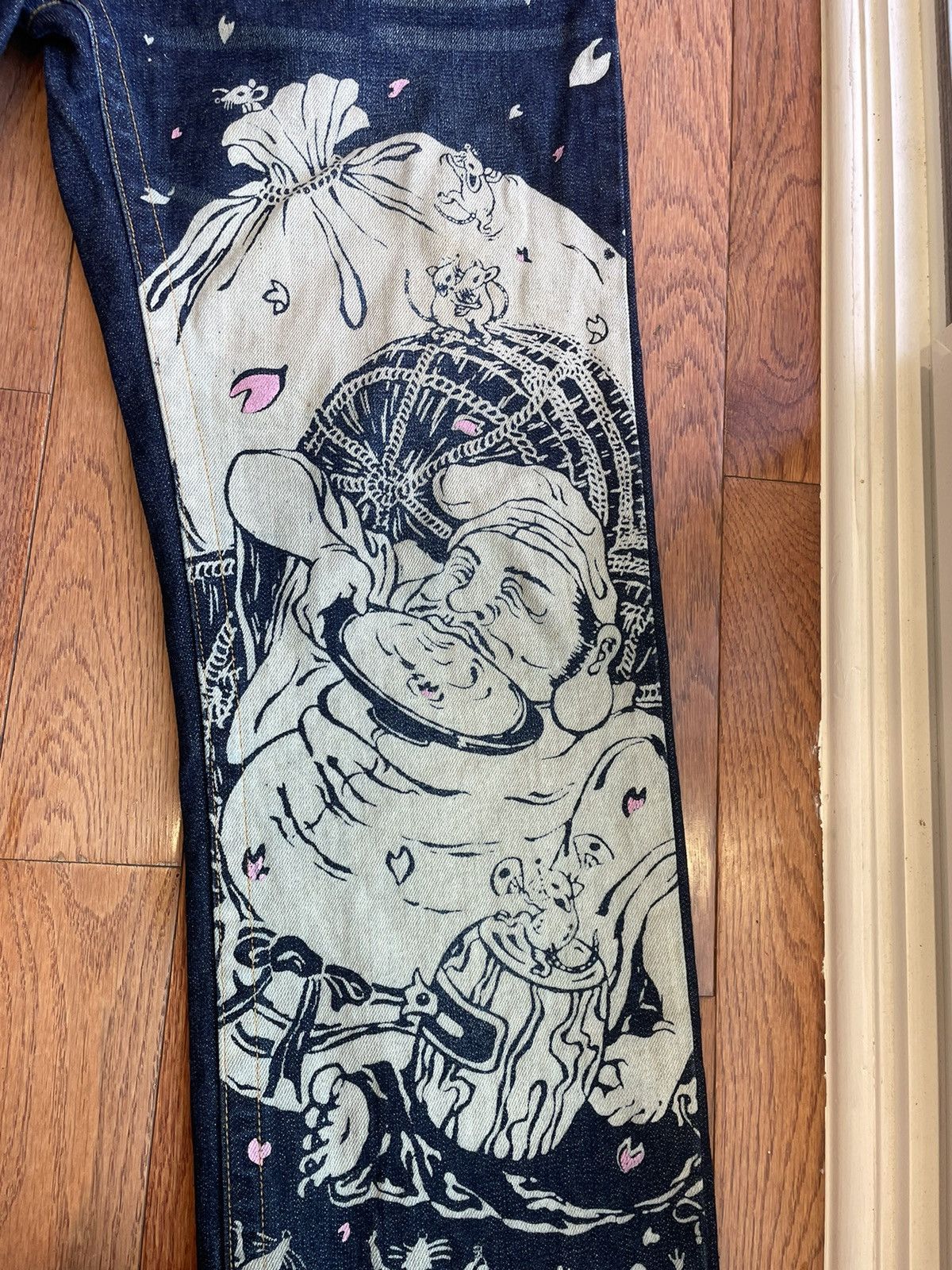 Japanese Brand Vintage Buden Shoten Japan Printed Graphic Jeans Rare 36x32 Size US 36 / EU 52 - 4 Thumbnail