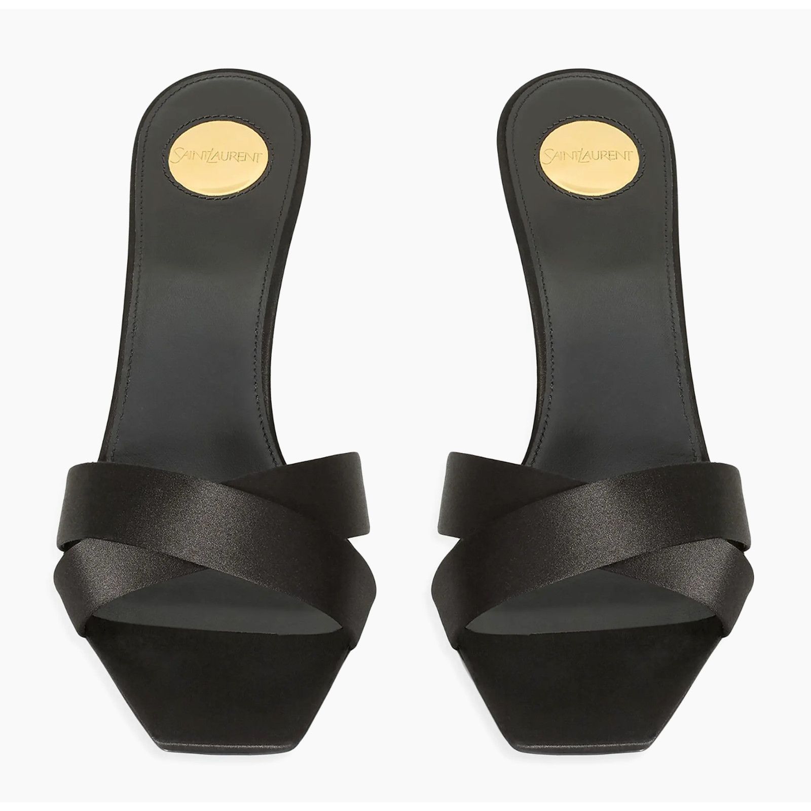 Yves Saint Laurent Saint Laurent Opyum 85 Sandal Black Satin Gold YSL Heel Size US 6.5 / IT 36.5 - 9 Thumbnail