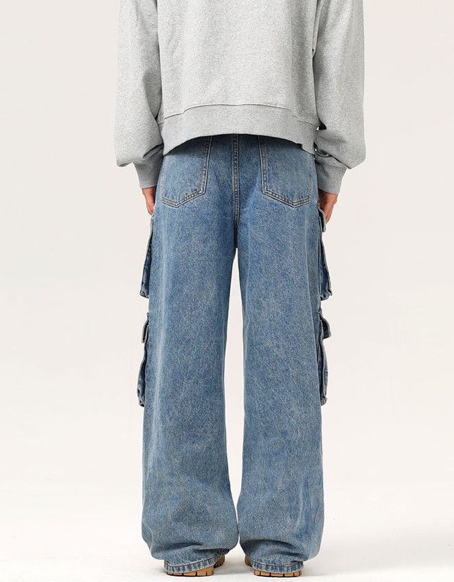 Vintage American retro cargo multi-pocket men's baggy jeans Size US 32 / EU 48 - 4 Thumbnail