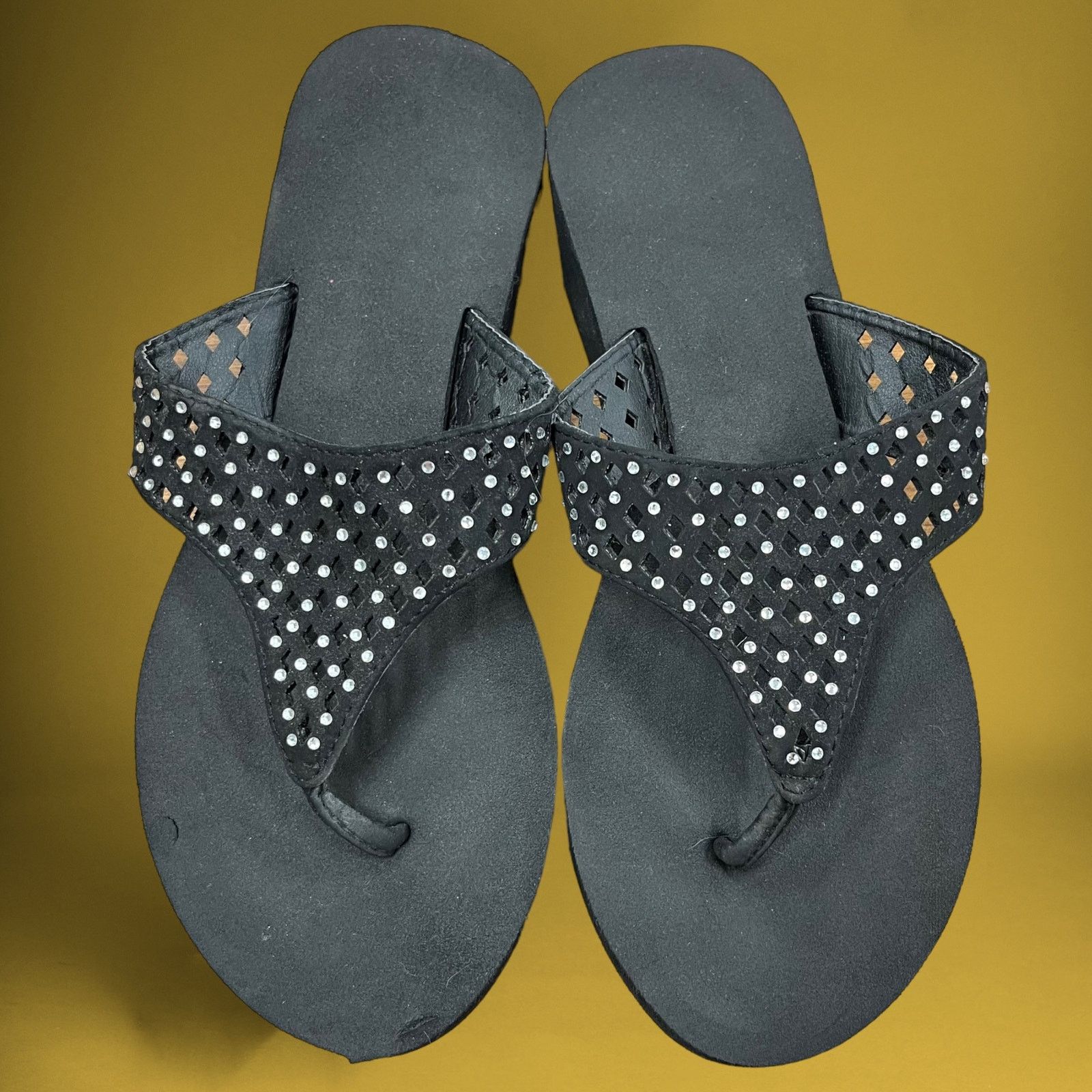 Other Crystal Studded Foam Platform Sandals Flip Flops Disco Size US 9.5 / IT 39.5 - 2 Thumbnail