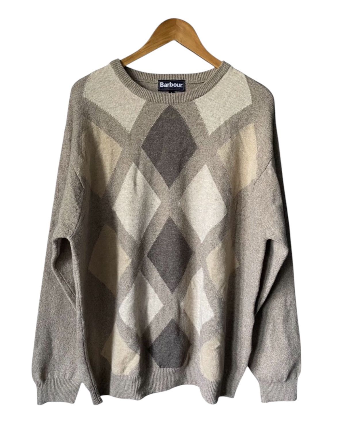 Barbour Barbour Diamond Printed Plaid Checkered Wool Vintage Sweater Size US L / EU 52-54 / 3 - 1 Thumbnail