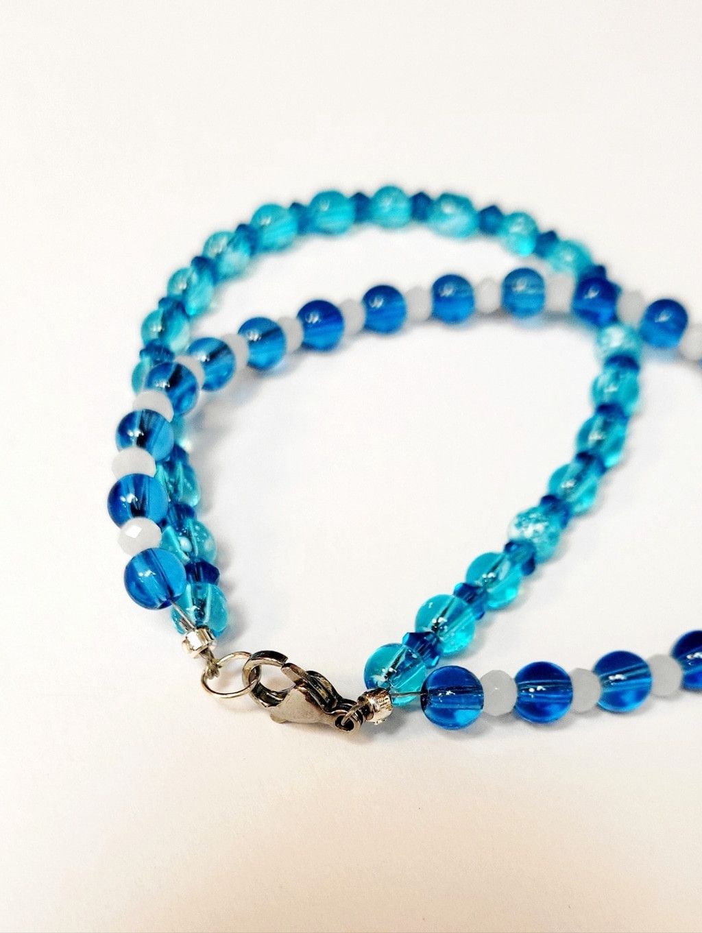 Handmade Glass & Faceted AB Bicone beaded double stranded bracelet 6" Size ONE SIZE - 3 Thumbnail