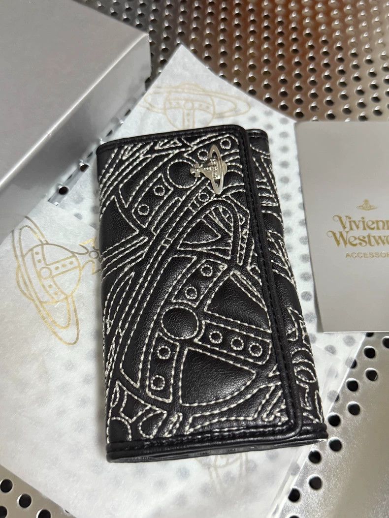 Vivienne Westwood Vivienne Westwood Black leather sewn Saturn key bag Size ONE SIZE - 2 Thumbnail