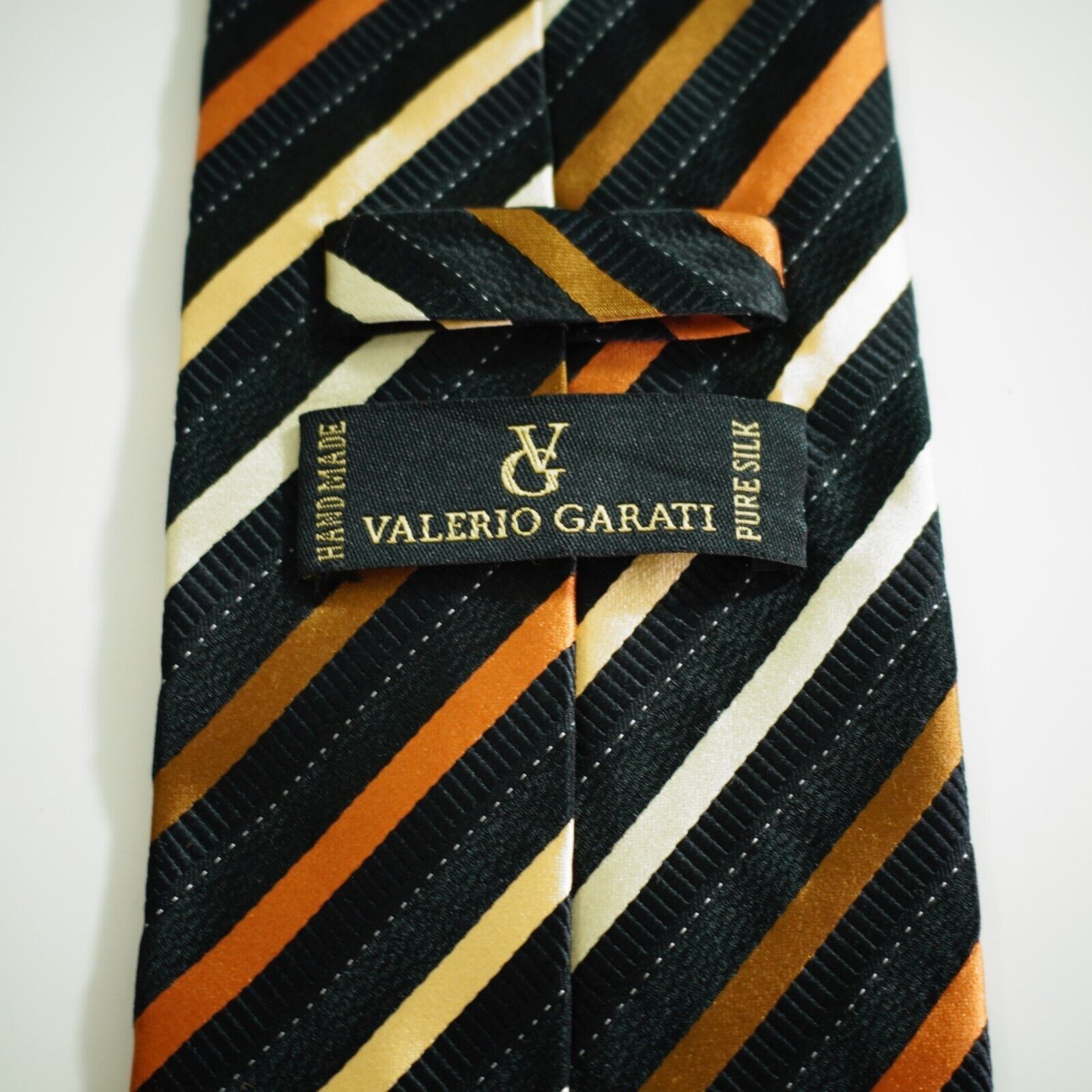 Vintage Valerio Garati Black Orange Striped Woven Silk Tie Size ONE SIZE - 3 Thumbnail