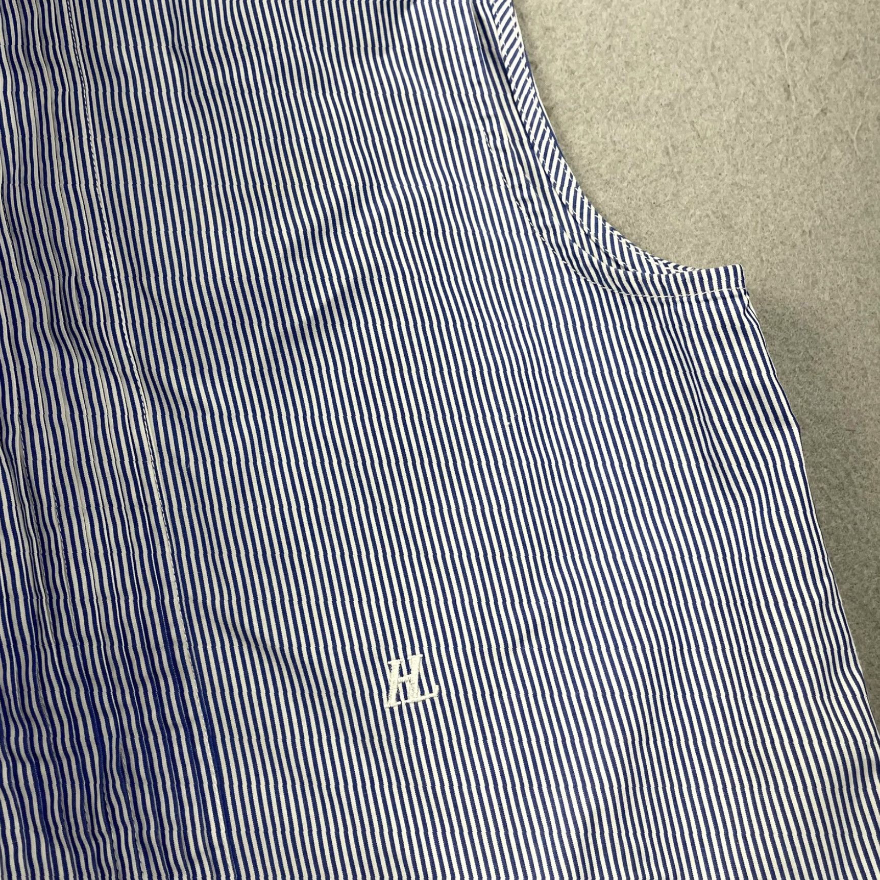 Helmut Lang VINTAGE Helmut Lang Blouse Womens Medium Blue Stripe Cotton Cropped Sleeveless Vest Size M / US 6-8 / IT 42-44 - 3 Thumbnail