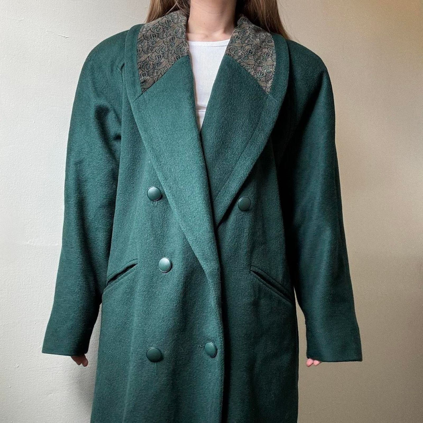Vintage Vintage Donnybrook Green Long Double Breasted Coat Menswear Size US L / EU 52-54 / 3 - 4 Thumbnail