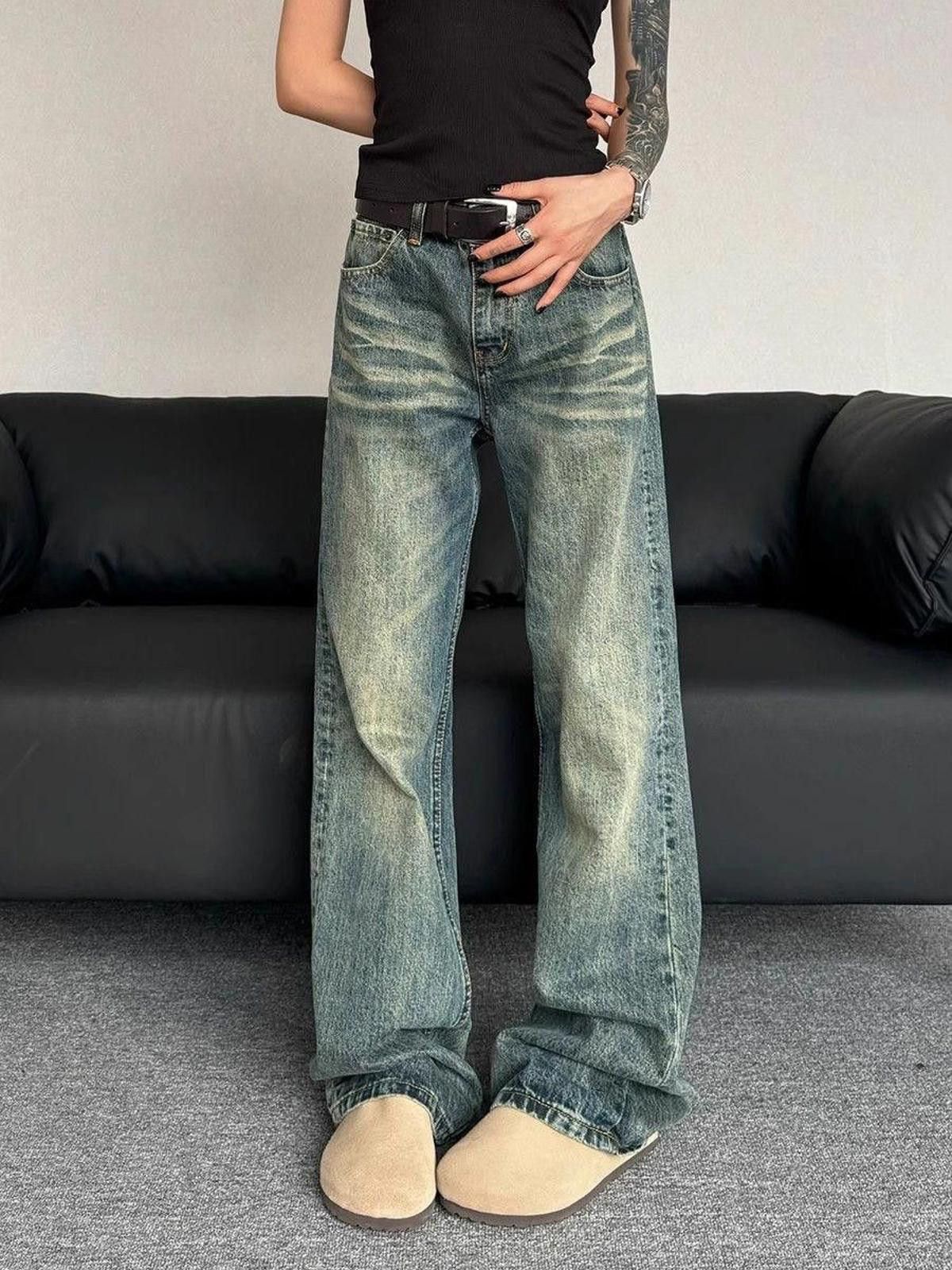 Jean × Vintage Washed Stacked Flare Denim Jeans Size US 32 / EU 48 - 1 Thumbnail
