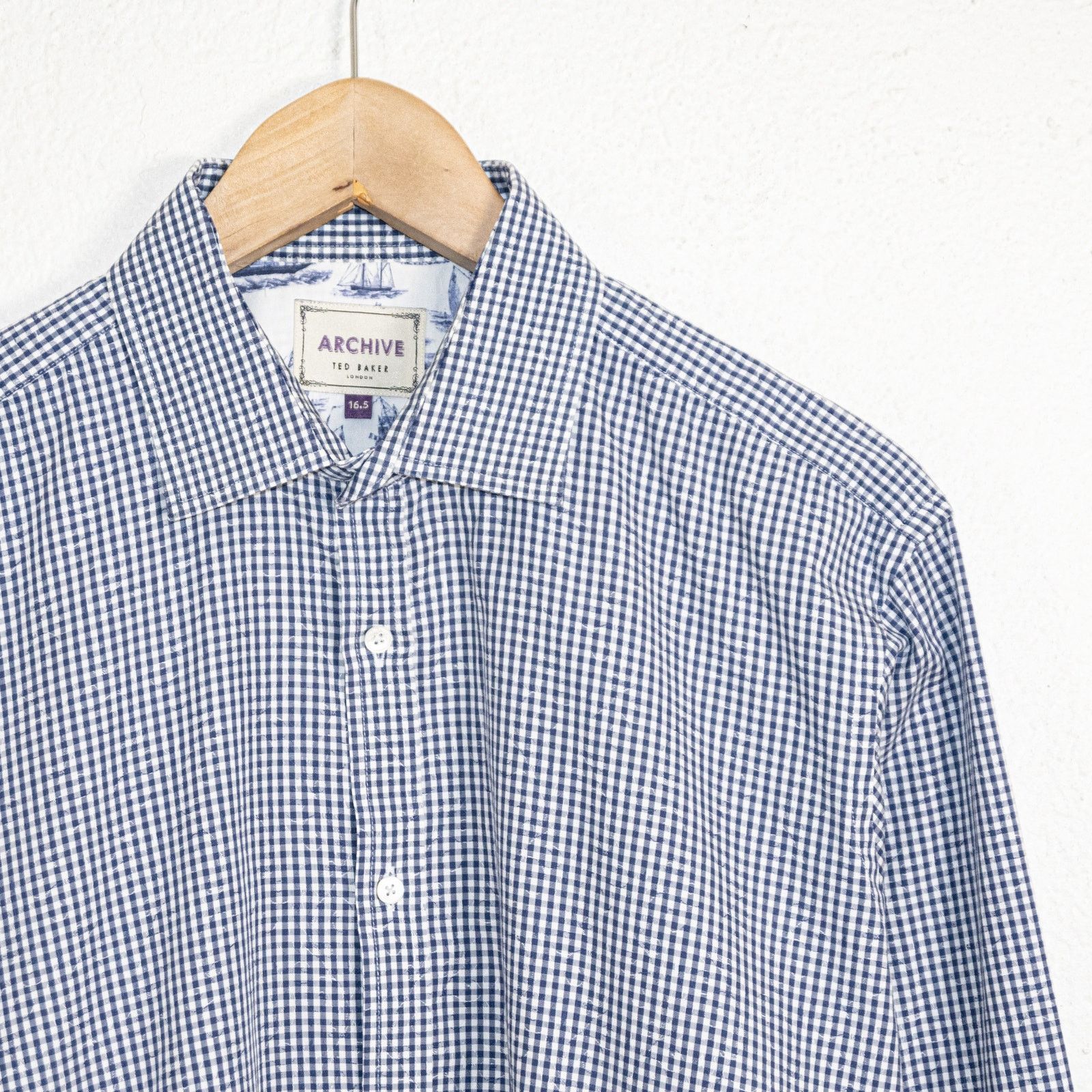 Ted Baker Ted Baker Archive Men's 16 1/2 Button up Shirt blue check Size US L / EU 52-54 / 3 - 3 Thumbnail