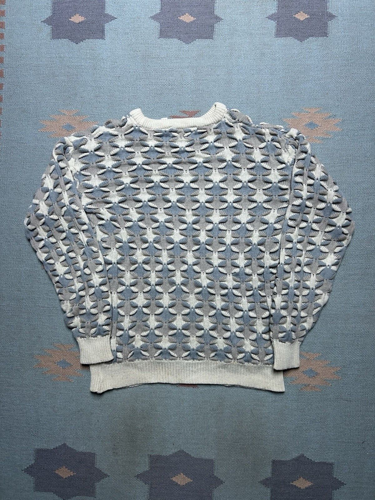 Vintage Vintage acrylic sweater deep knit 3D textured geometric larg Size US L / EU 52-54 / 3 - 6 Thumbnail
