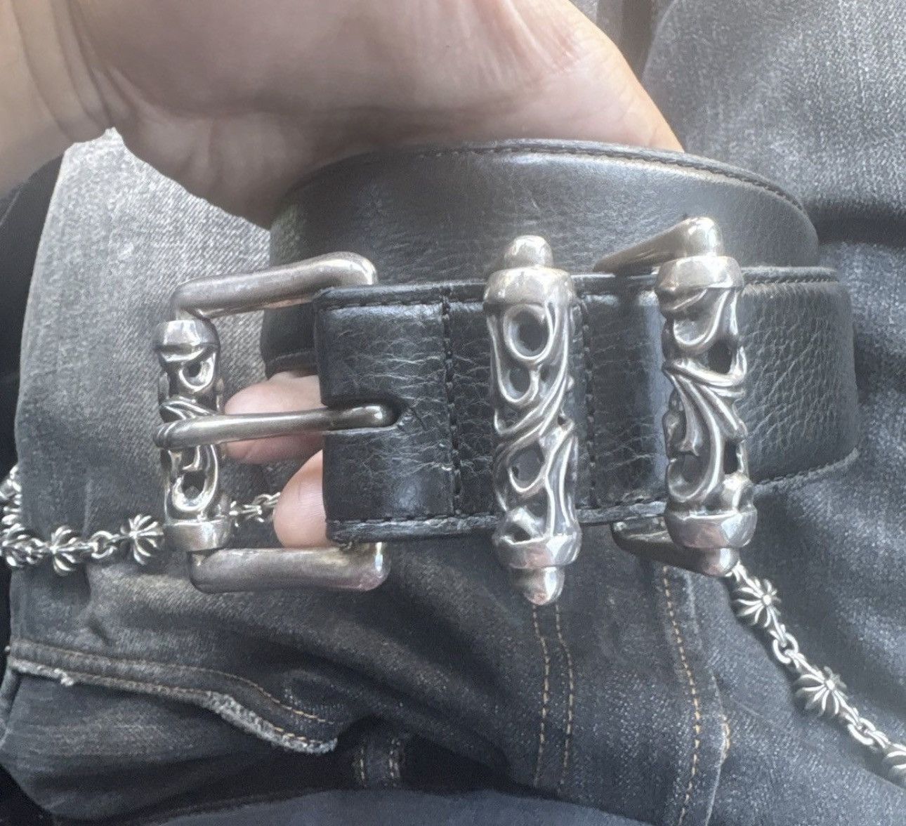 Chrome Hearts - Chrome Hearts Leather Roller Belt Size 38 - 20 Thumbnail