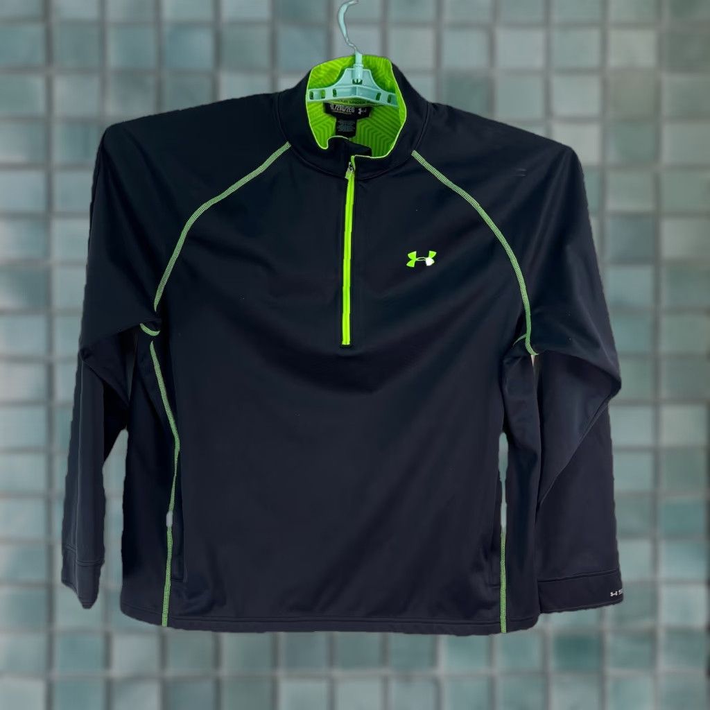 Under Armour Under Armour Sweatshirt Main Selling Point Storm Pull Over Quarter Zip Men XL Black Storm Sweatshirt - Men XL Black/Green Size US XL / EU 56 / 4 - 1 Thumbnail