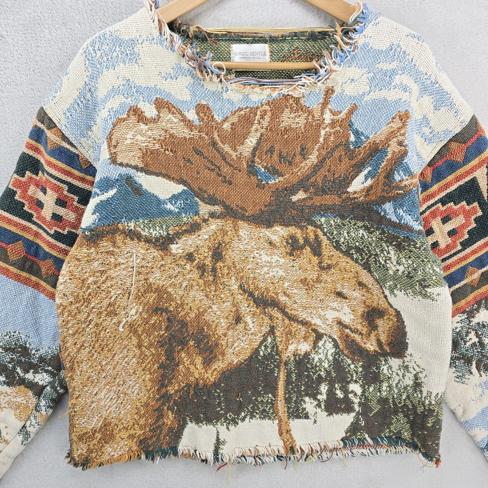 Other Angel Gentle Tapestry Knit Sweatshirt 10 Medium Moose Aztec Size US M / EU 48-50 / 2 - 3 Thumbnail