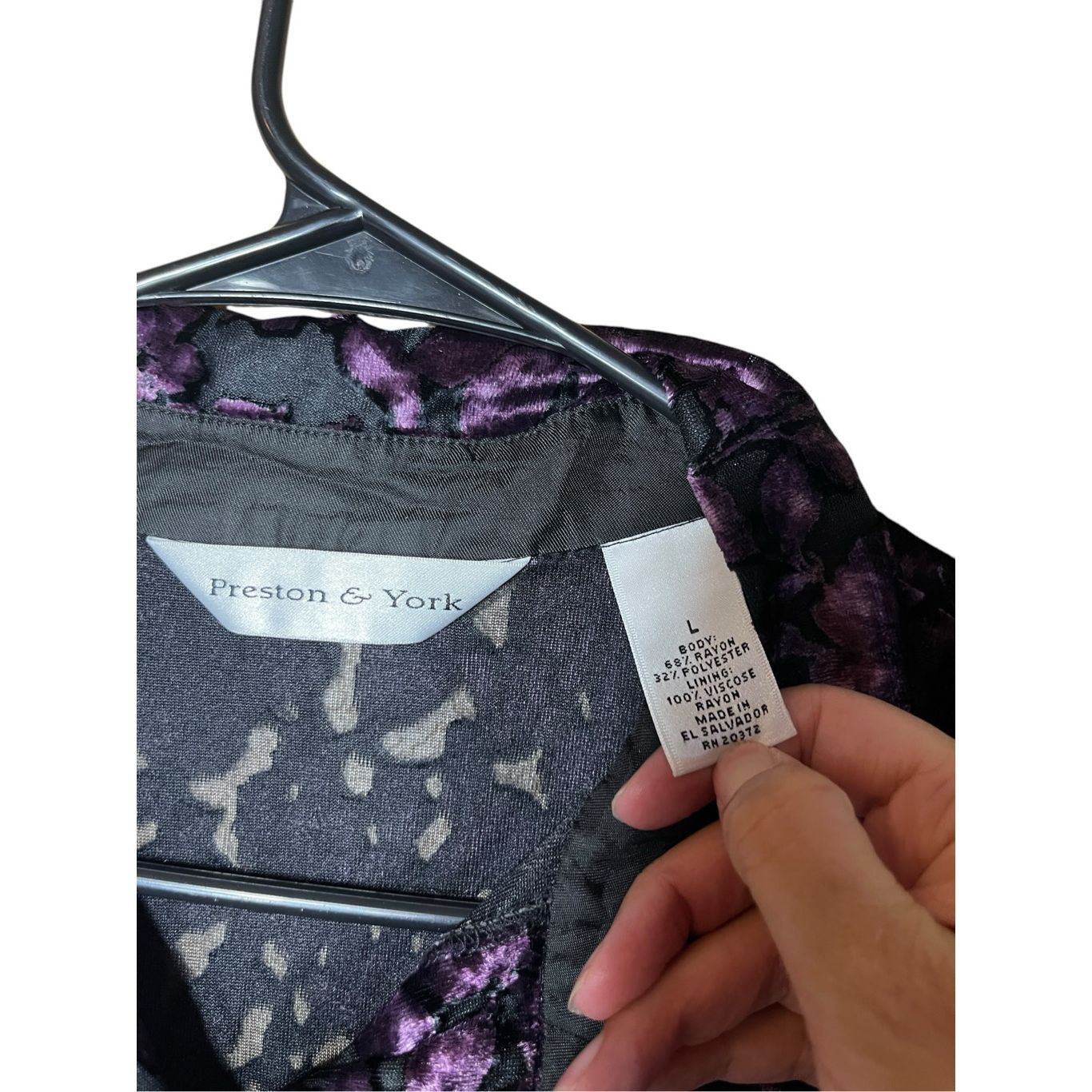 Other Vintage Preston & York Semi Sheer Purple Velvet Long Sleeve Size L / US 10 / IT 46 - 6 Thumbnail