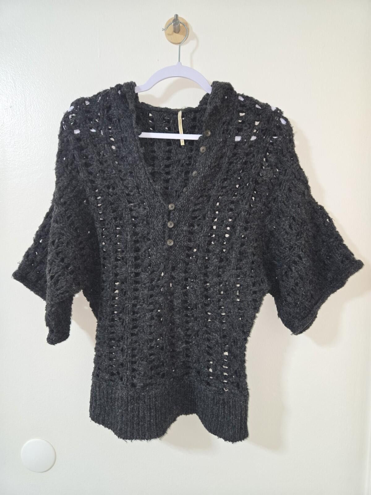 Free People Free People Women's Open Chunky Knit Hooded Gray Sweater Size S / US 4 / IT 40 - 1 Thumbnail